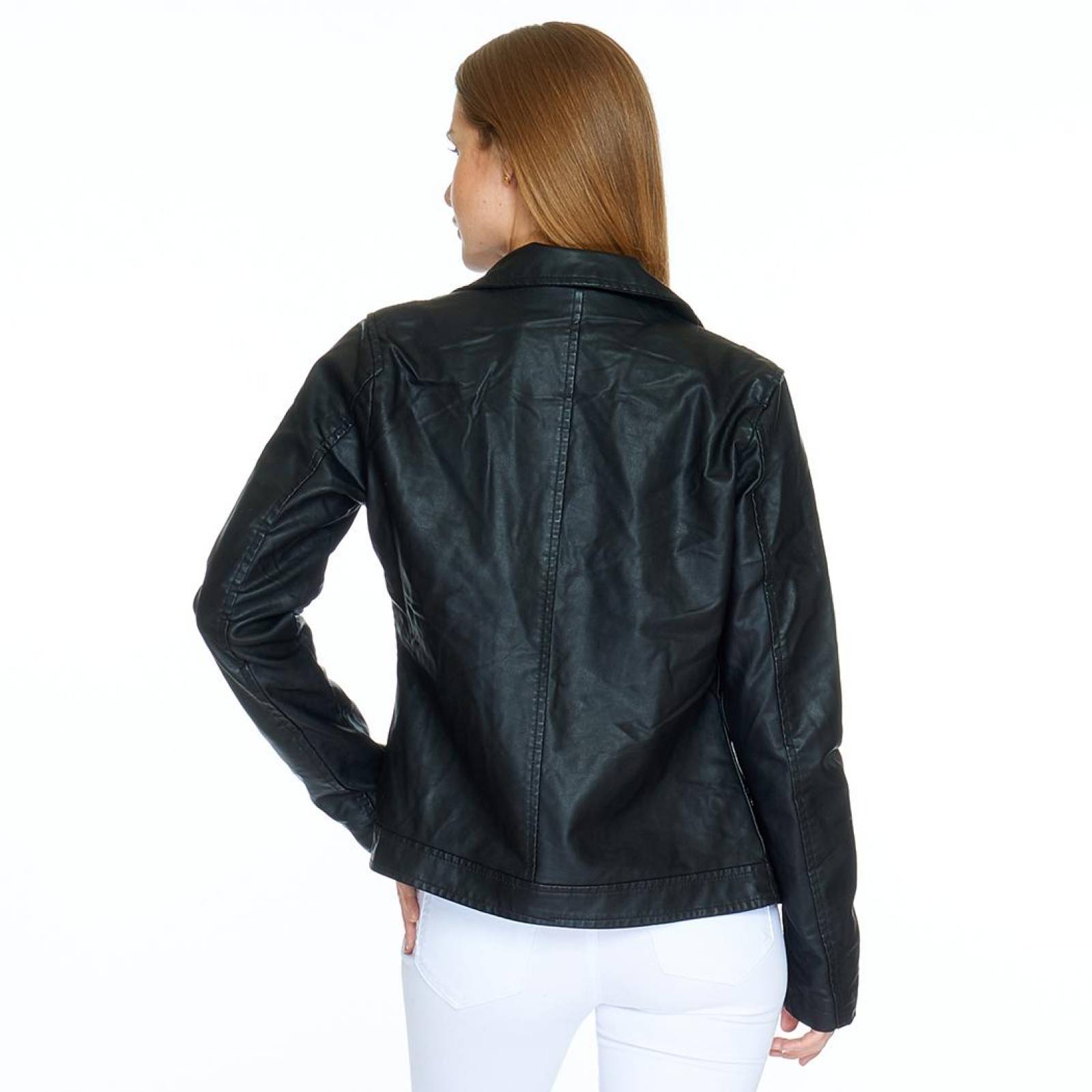 Chamarra Para Mujer Con Cierres Pu Moda Casual Negro 