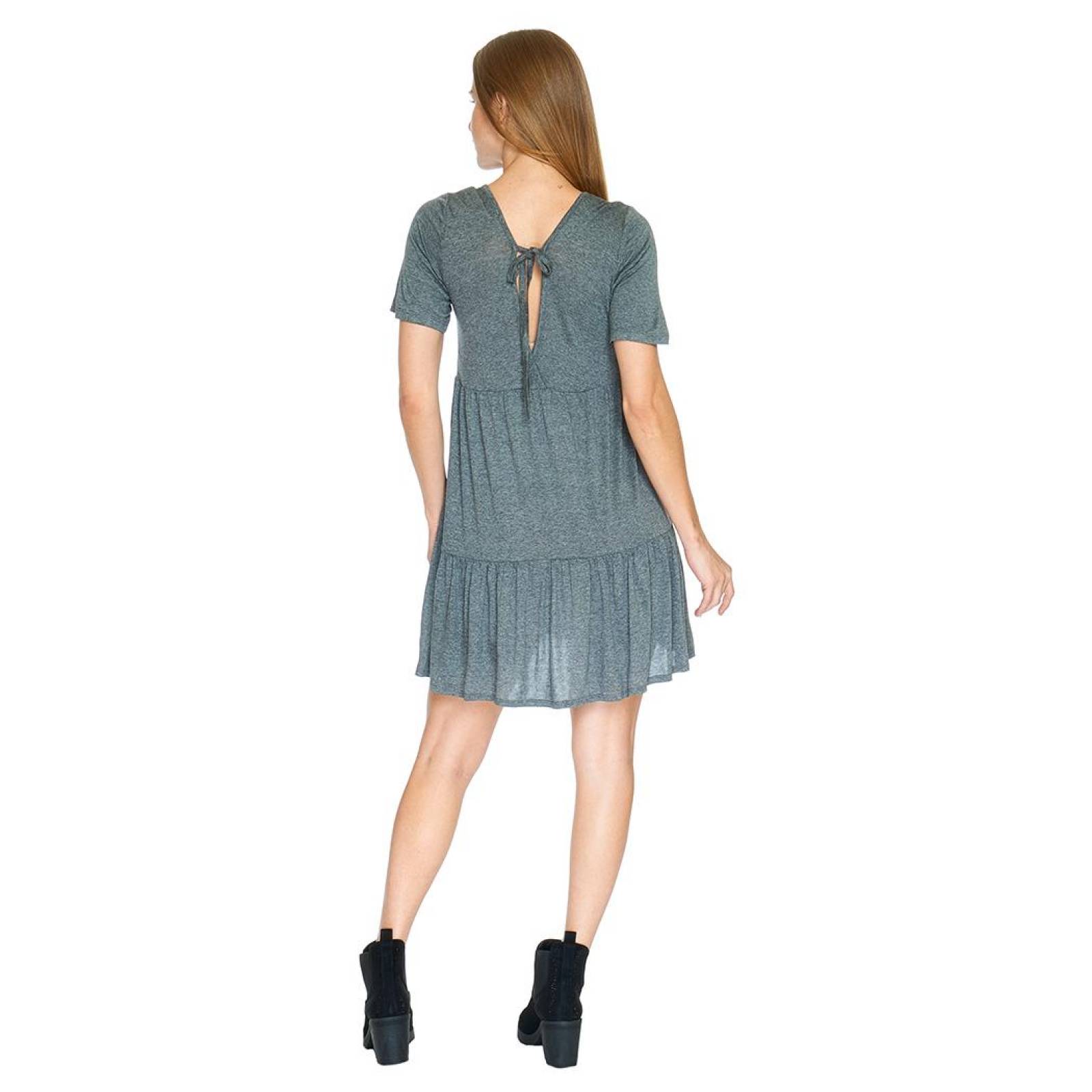 Vestido Corto Mujer Casual Holgado Manga Corta Escote V 