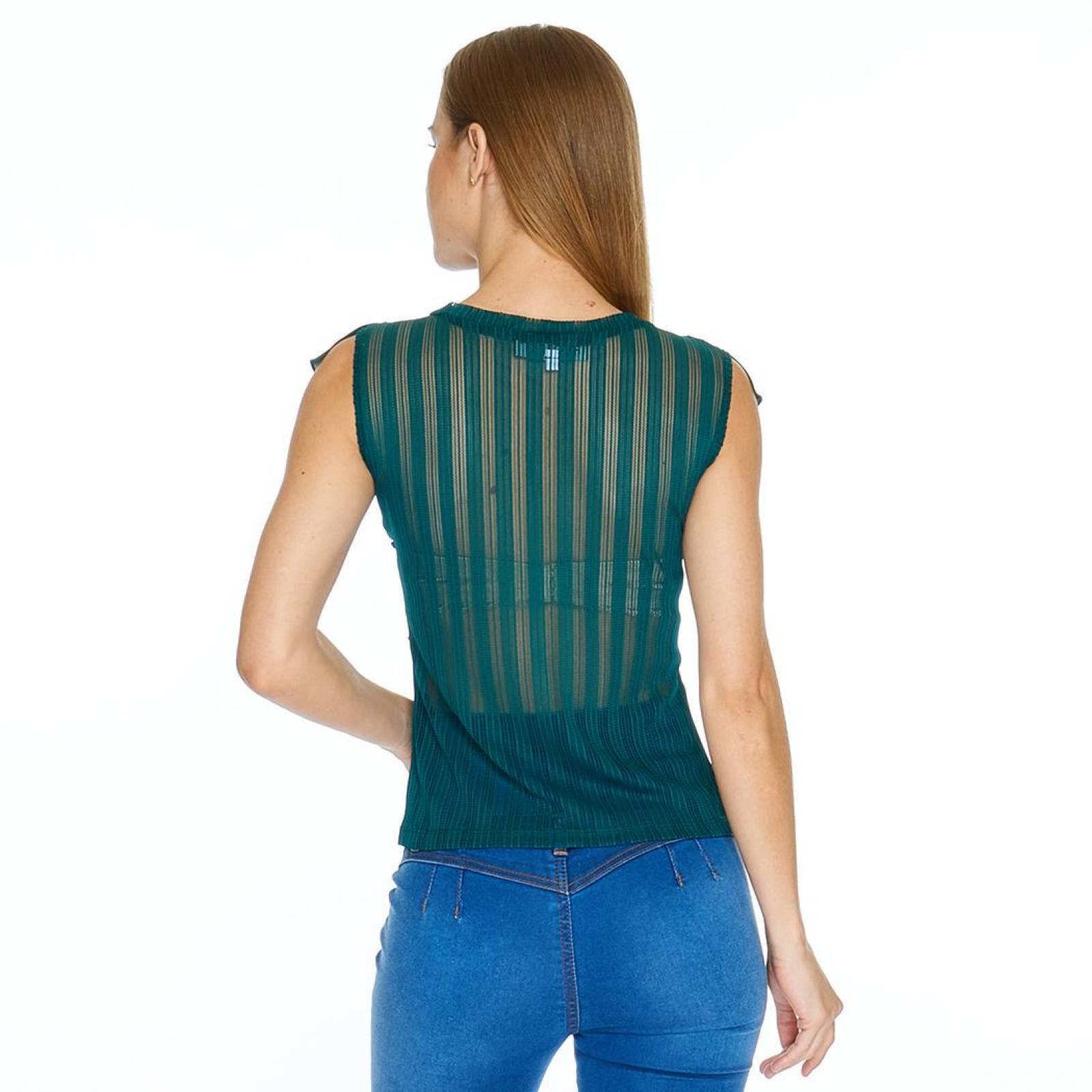 Blusa Manga Corta Olanes Mujer Moda Casual Petróleo 