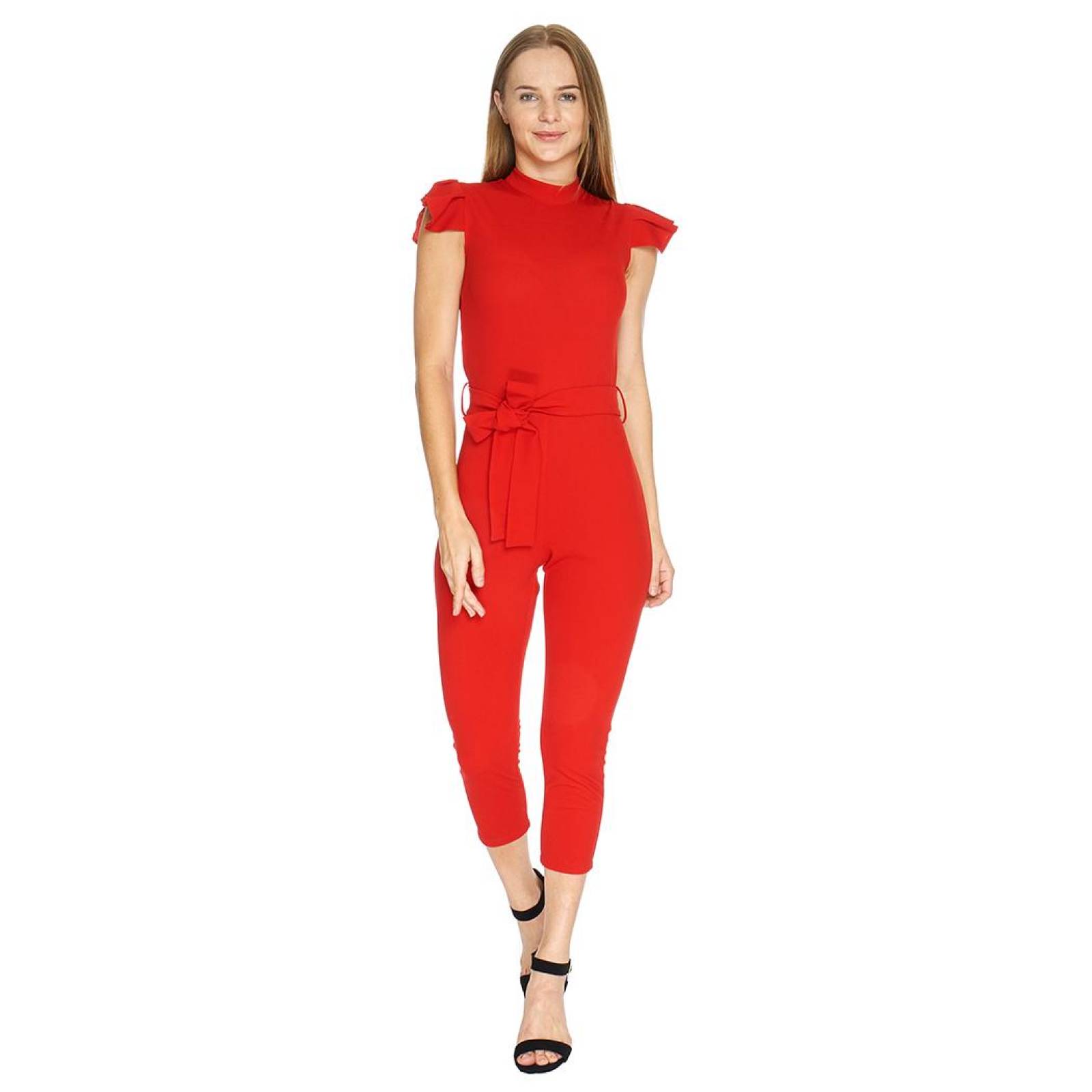 Palazzo Mujer Cuello Alto Manga Olán Casual Formal Rojo 