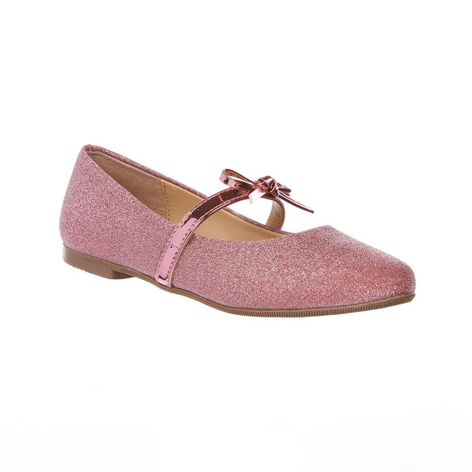 Flats Para Niñas Zapatos Rosas Con Glitter Moda Casuales 