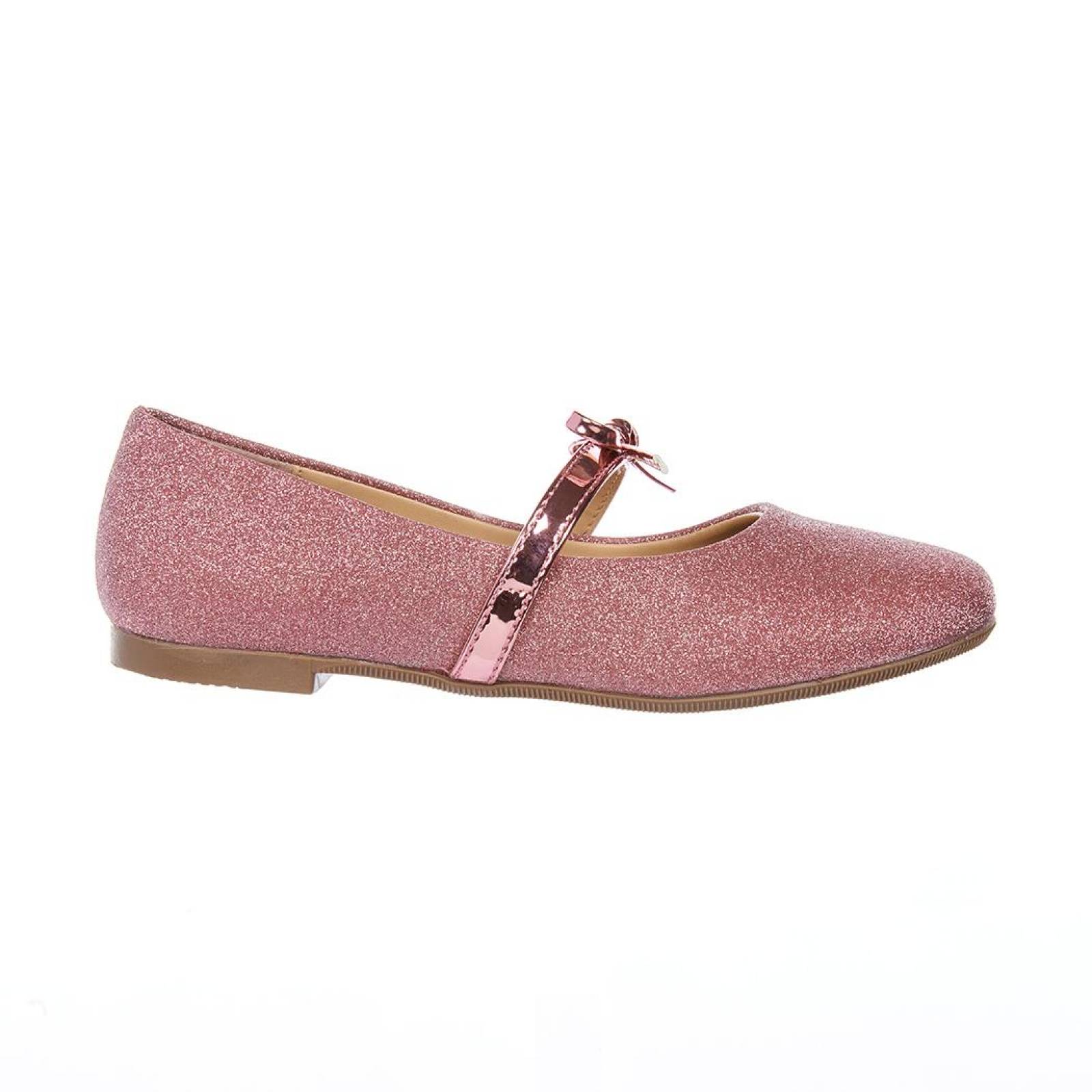 Flats Para Niñas Zapatos Rosas Con Glitter Moda Casuales 