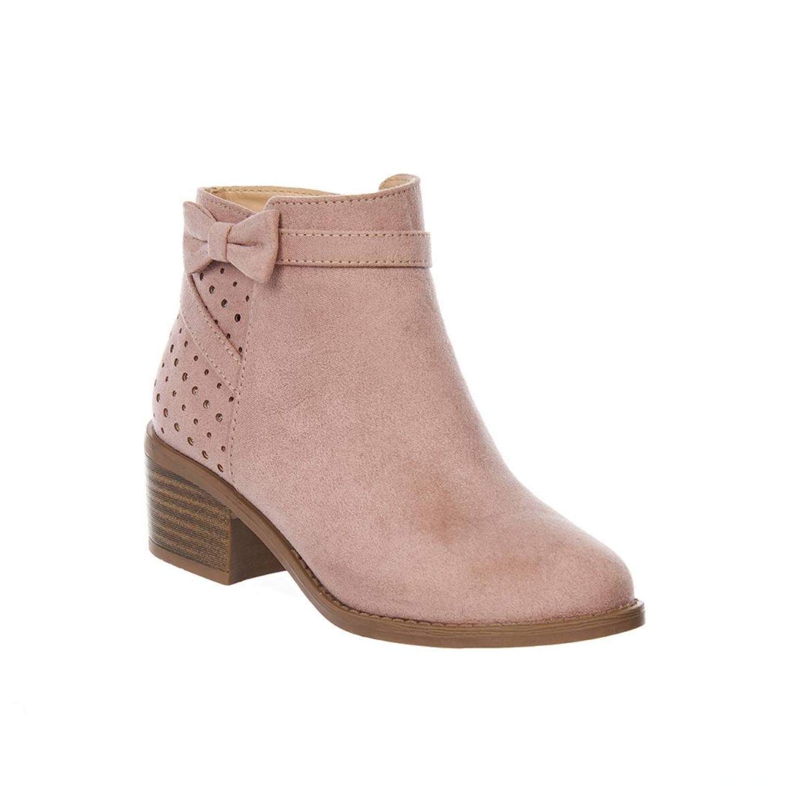 Botines Rosas Con Moño Tipo Gamuza Mujer Juvenil Casual 