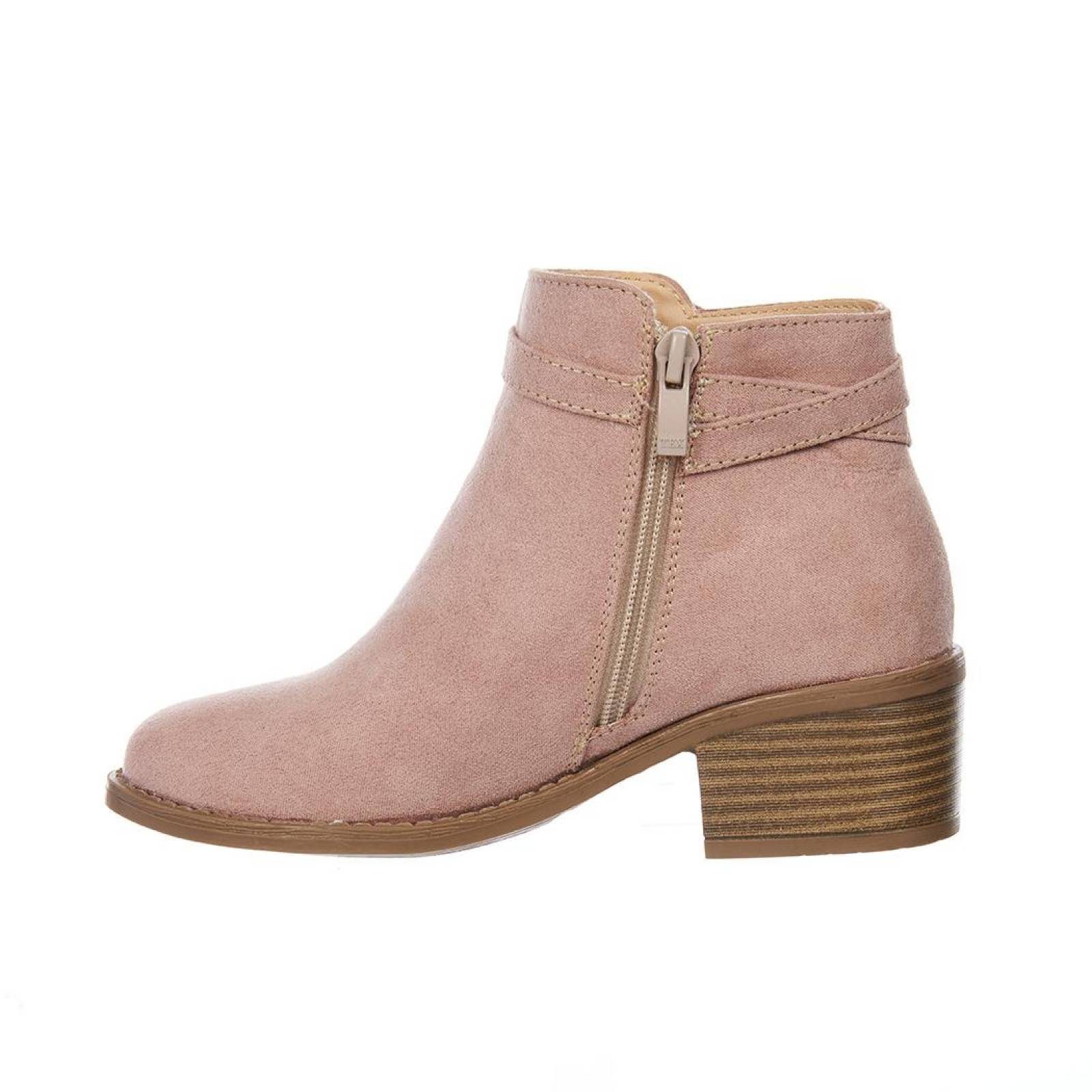 Botines Rosas Con Moño Tipo Gamuza Mujer Juvenil Casual 