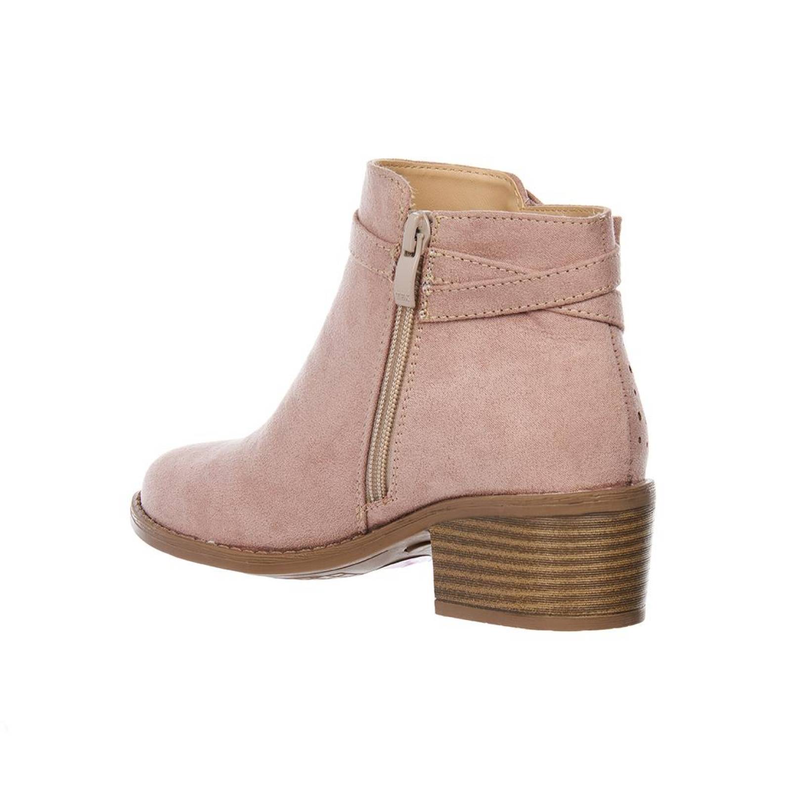 Botines Rosas Con Moño Tipo Gamuza Mujer Juvenil Casual 