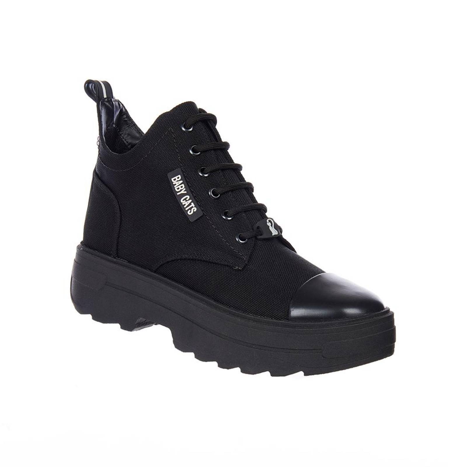 Tenis Botín Con Plataforma Moda Casual Mujer Negro 