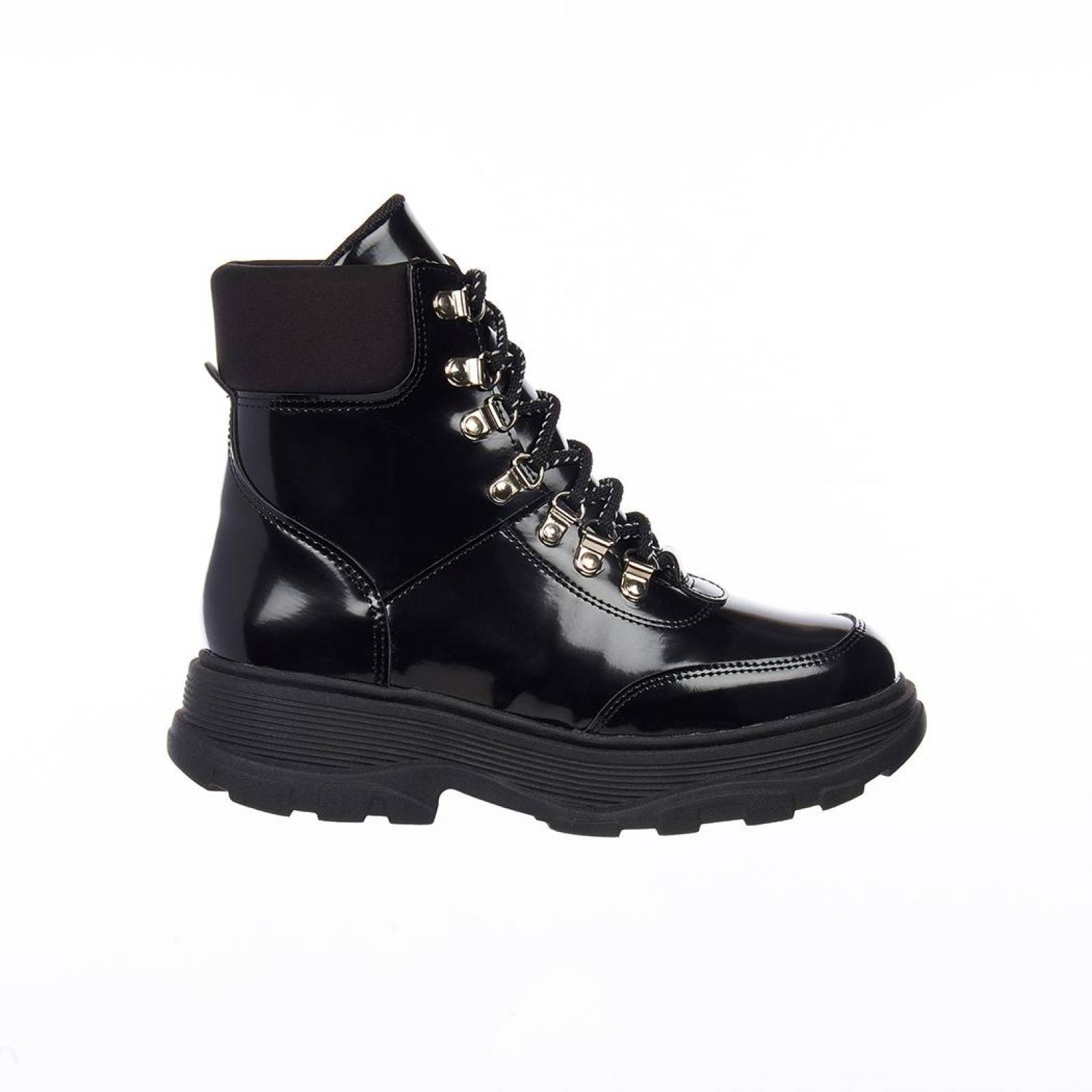 Botas Urbanas Casuales Mujer Juveniles Cómodas Charol Negro 