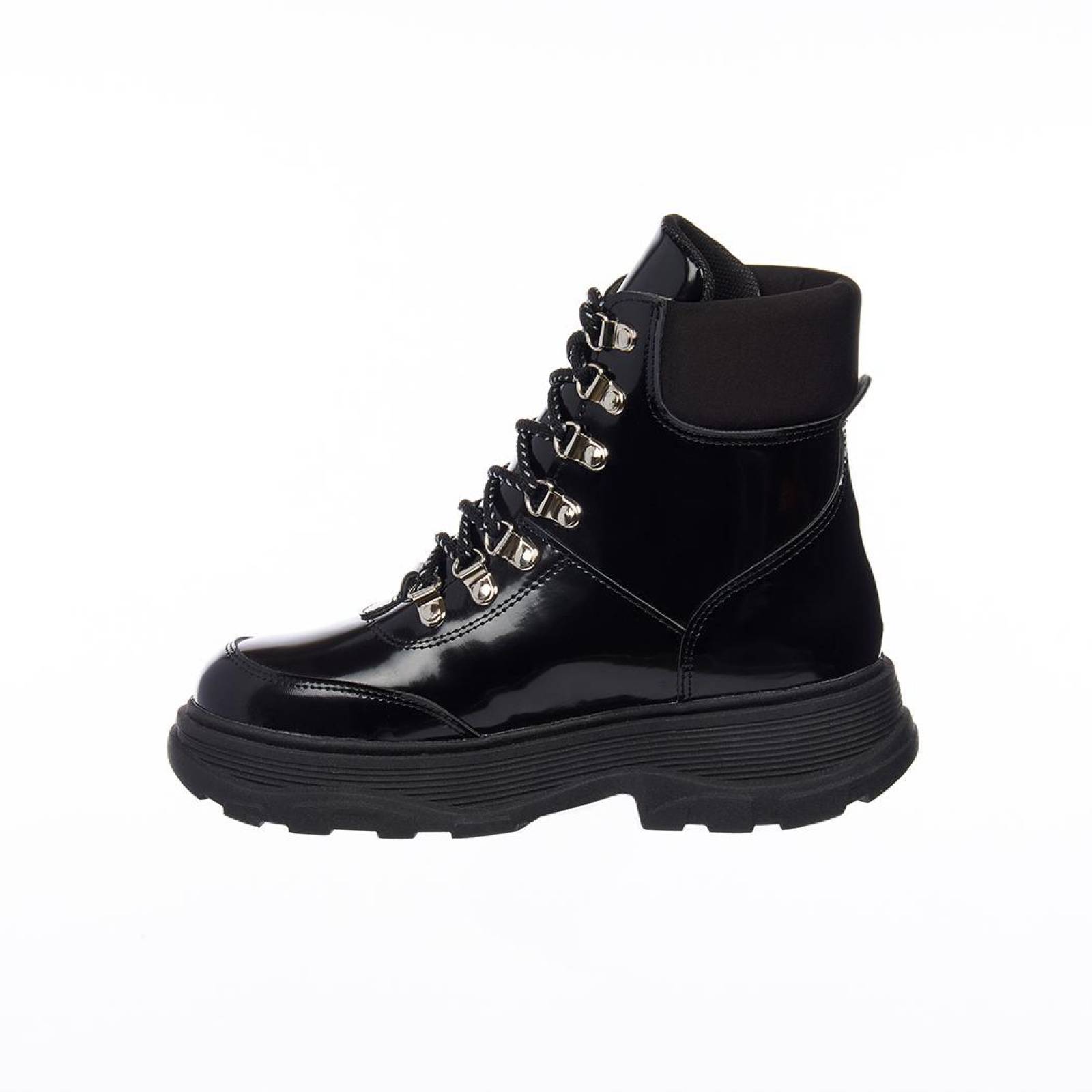 Botas Urbanas Casuales Mujer Juveniles Cómodas Charol Negro 