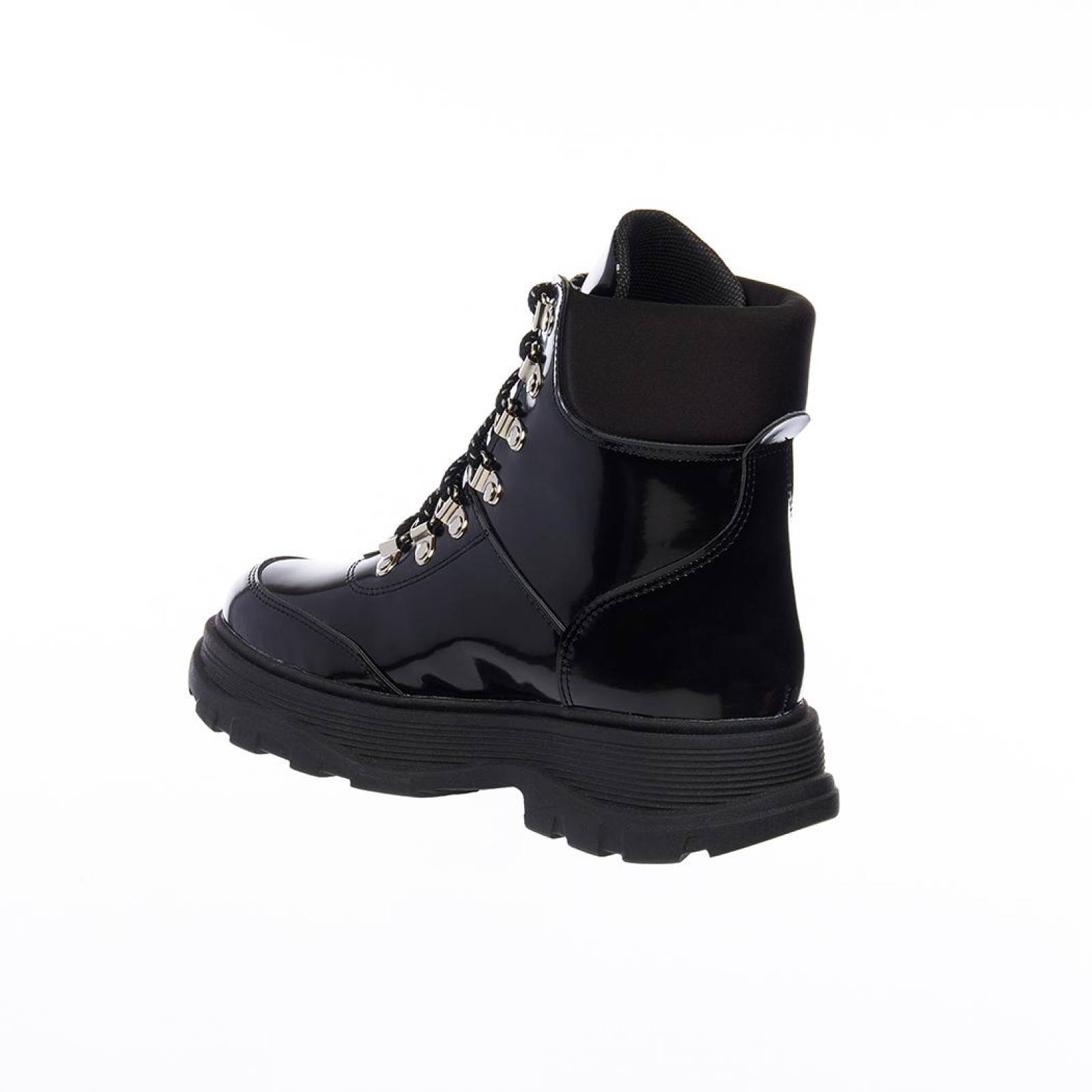 Botas Urbanas Casuales Mujer Juveniles Cómodas Charol Negro 