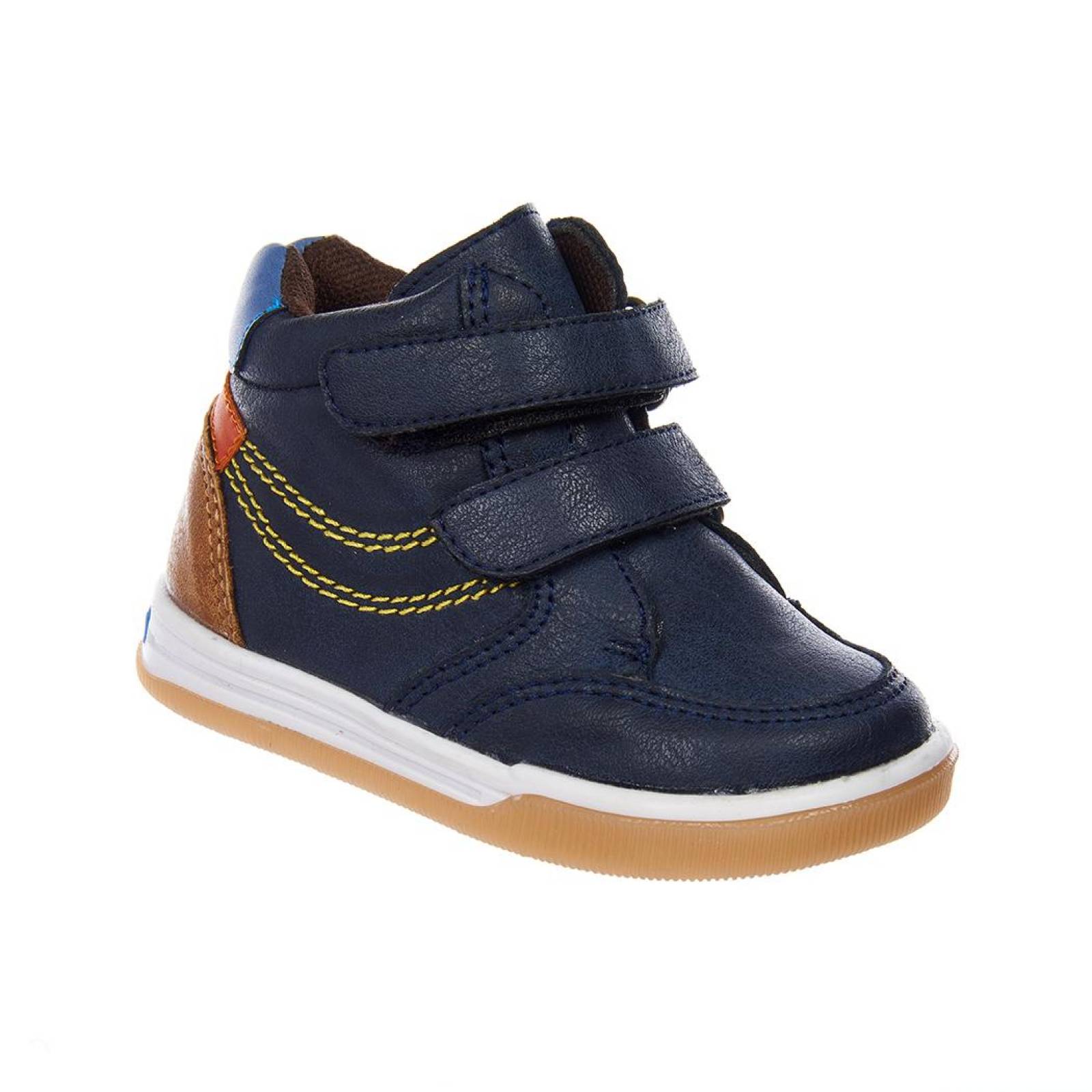Tenis En Botín Niño Infantil Moda Casual Tipo Piel Marino 