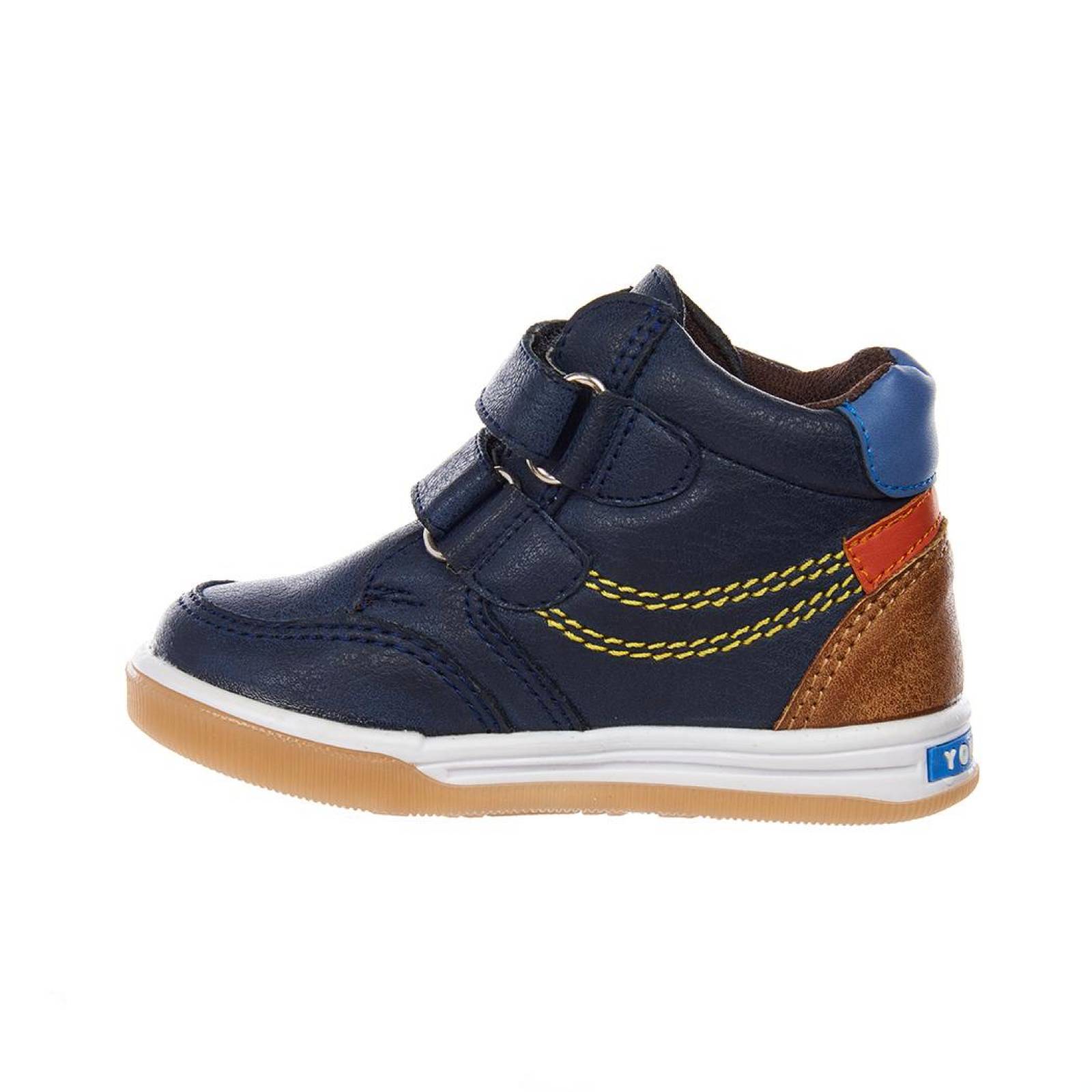 Tenis En Botín Niño Infantil Moda Casual Tipo Piel Marino 