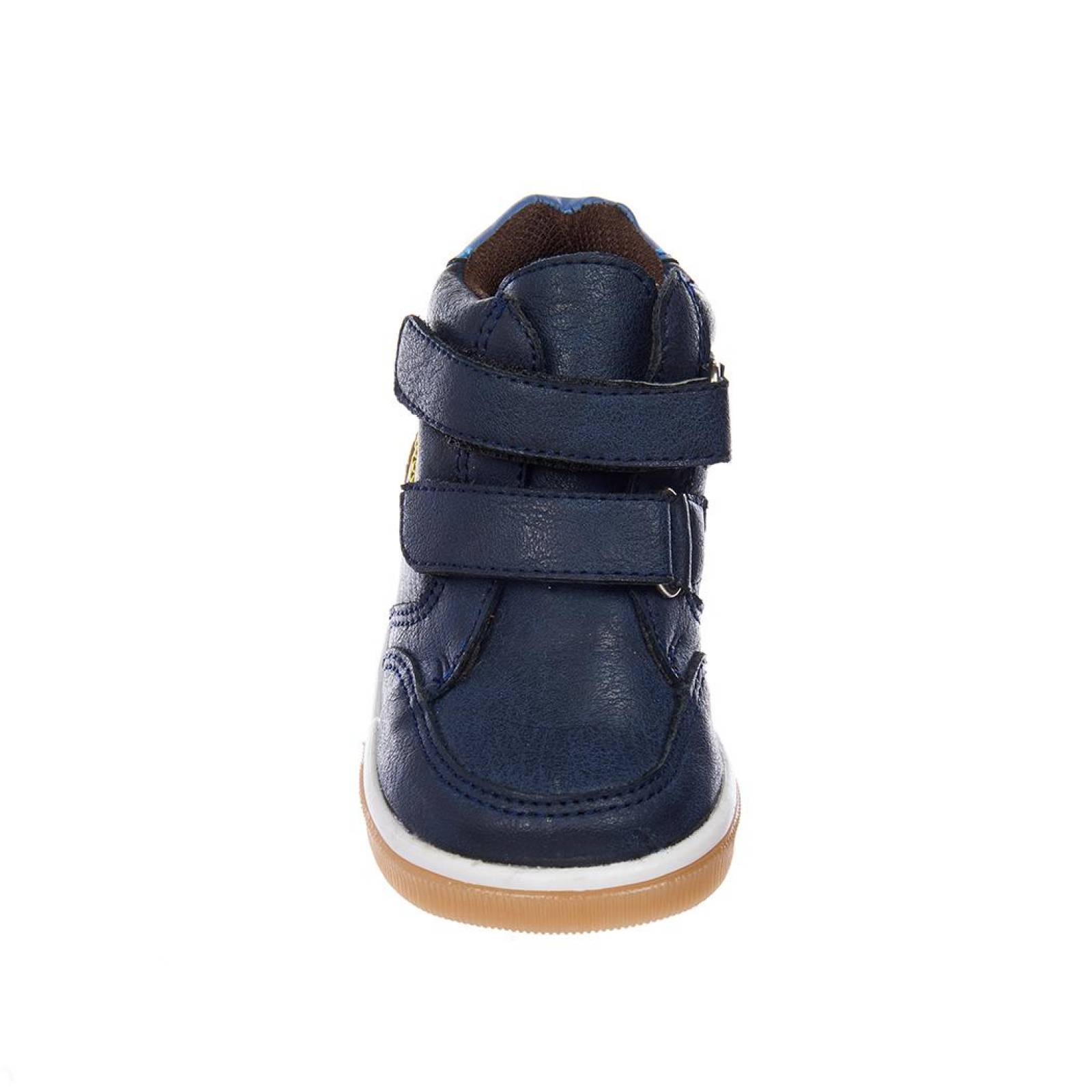 Tenis En Botín Niño Infantil Moda Casual Tipo Piel Marino 