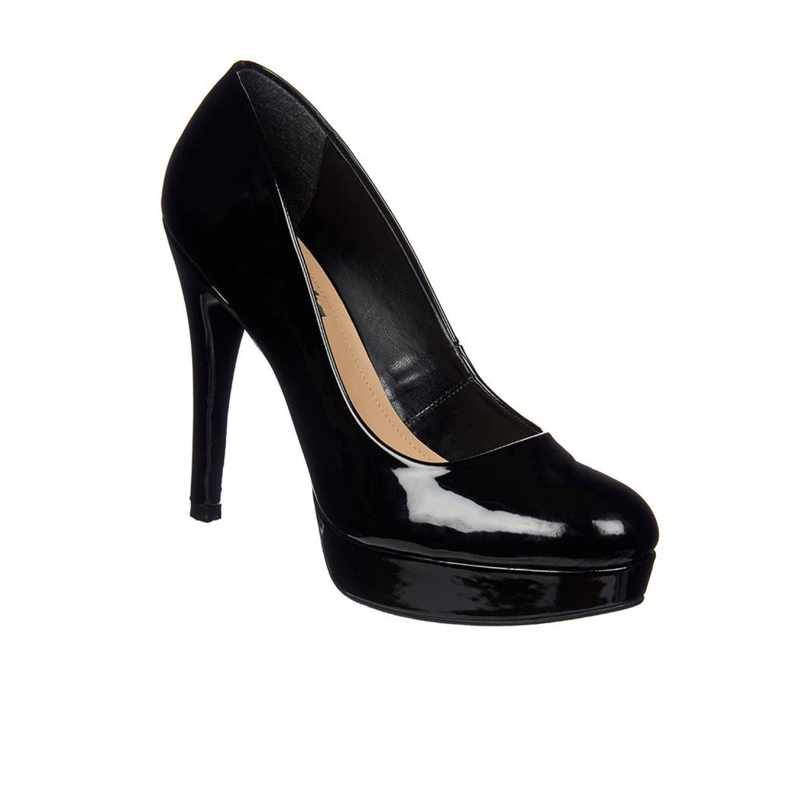 Zapatilla Mujer Moda Casual Formal Tacón Alto Charol Negro 