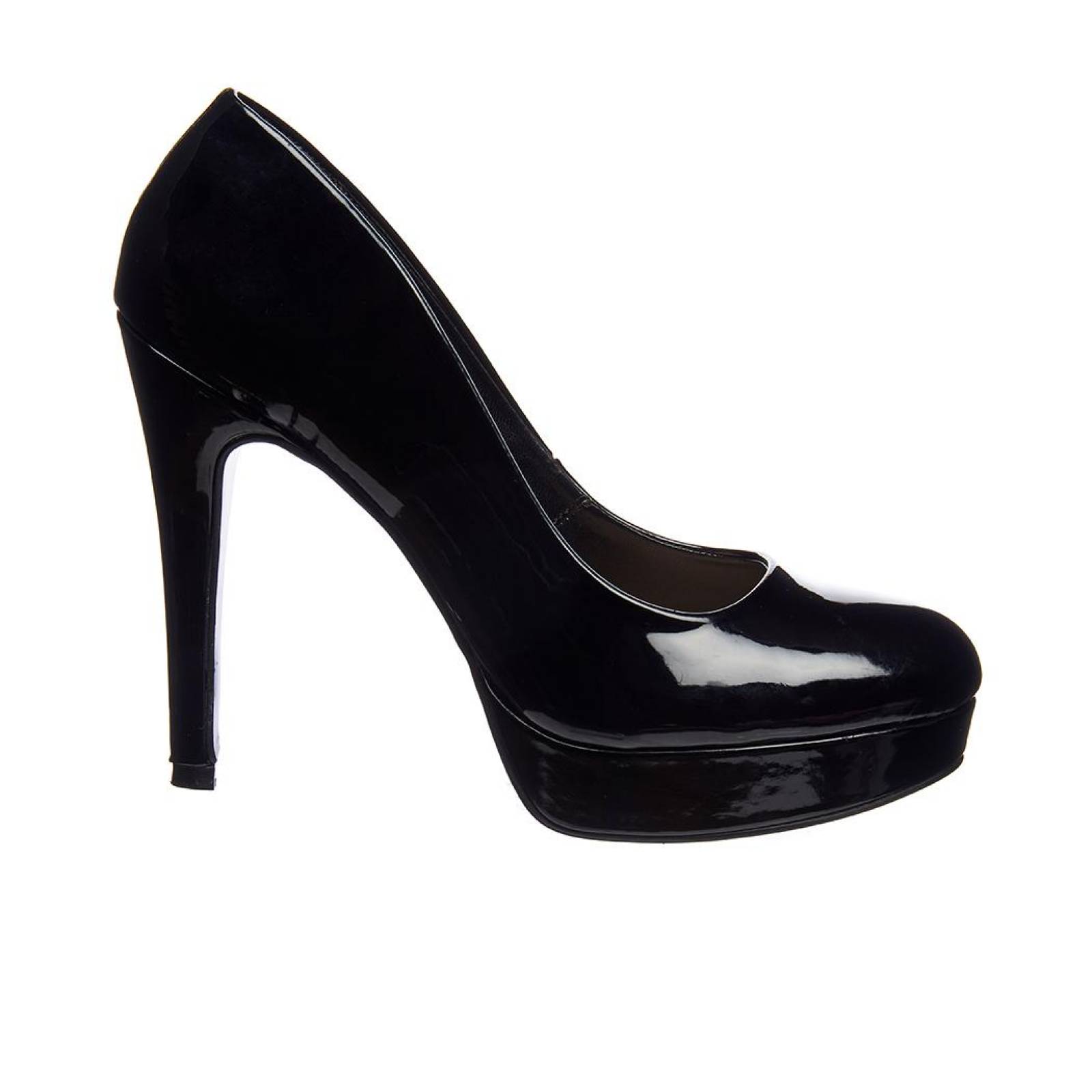 Zapatilla Mujer Moda Casual Formal Tacón Alto Charol Negro 