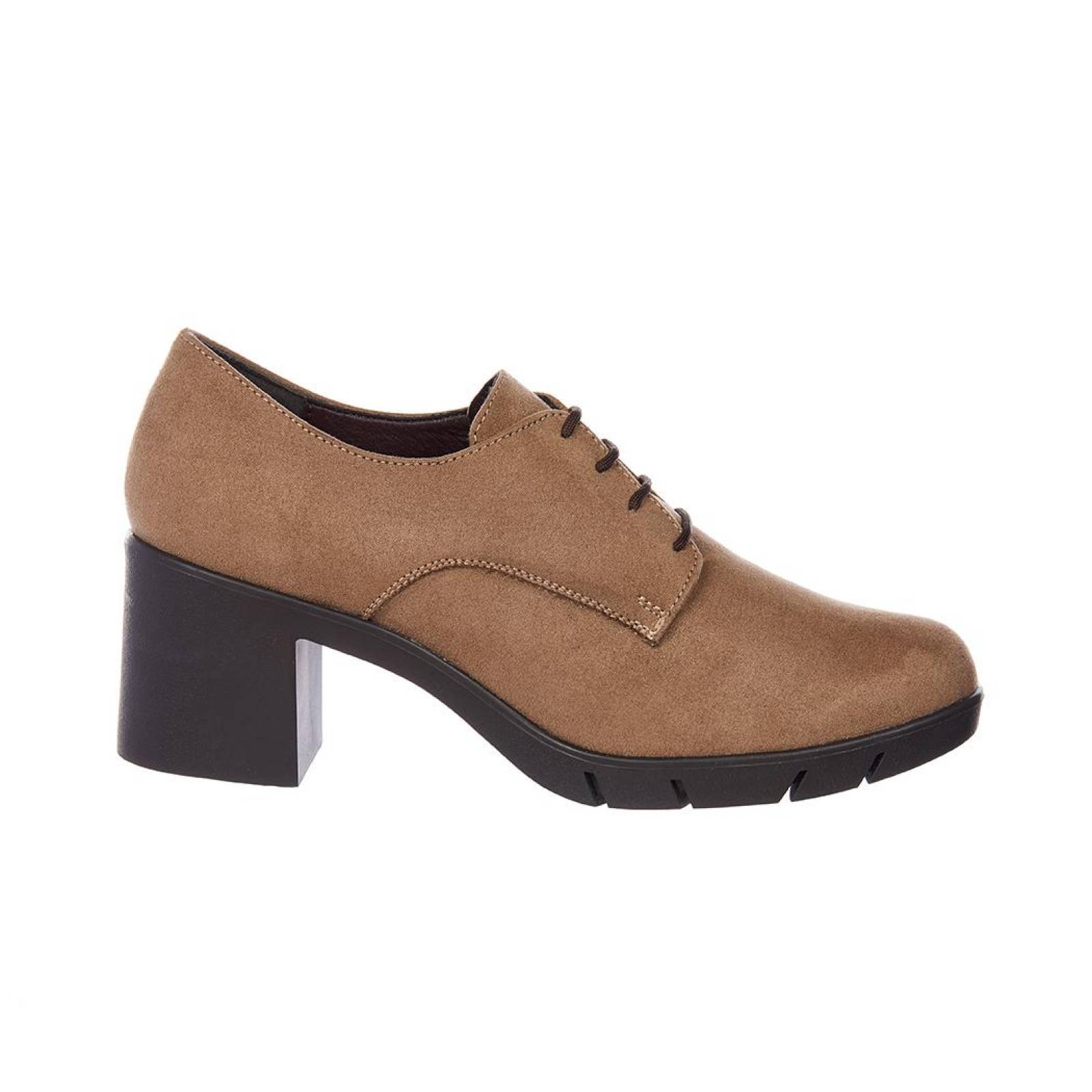 Zapatos Mujer Tacón Ancho Tipo Gamuza Taupe Casual / Formal 