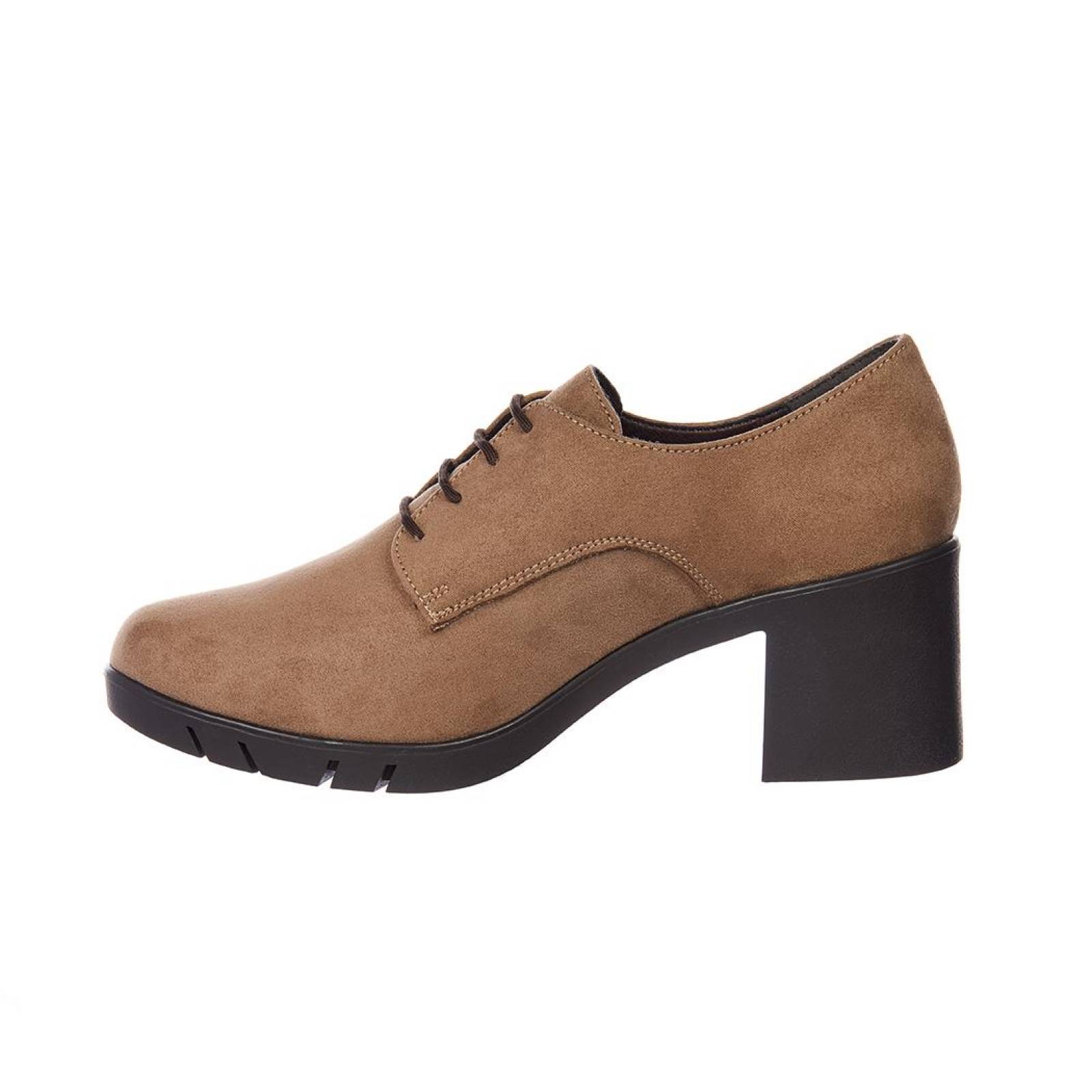 Zapatos Mujer Tacón Ancho Tipo Gamuza Taupe Casual / Formal 