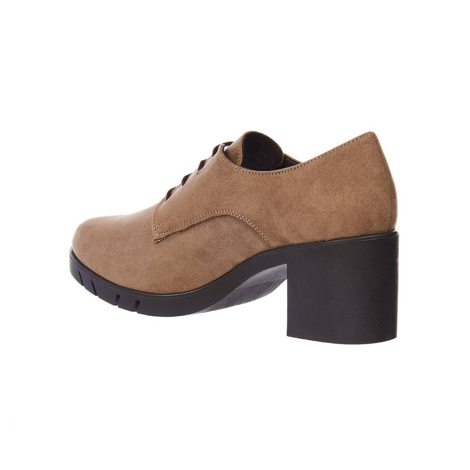 Zapatos Mujer Tacón Ancho Tipo Gamuza Taupe Casual / Formal 