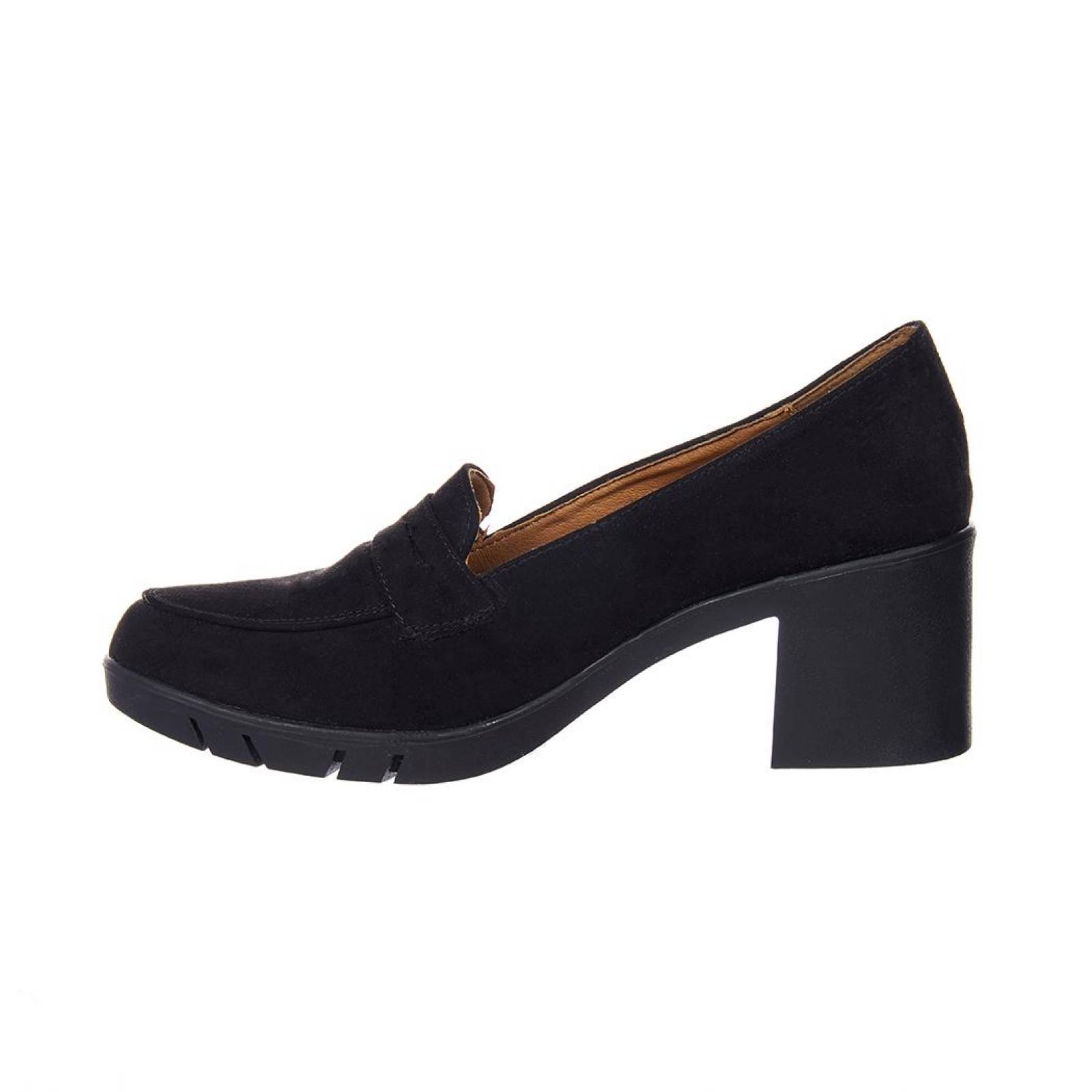 Zapato Mujer Moda Casual Formal Abierto Tipo Gamuza Negro 