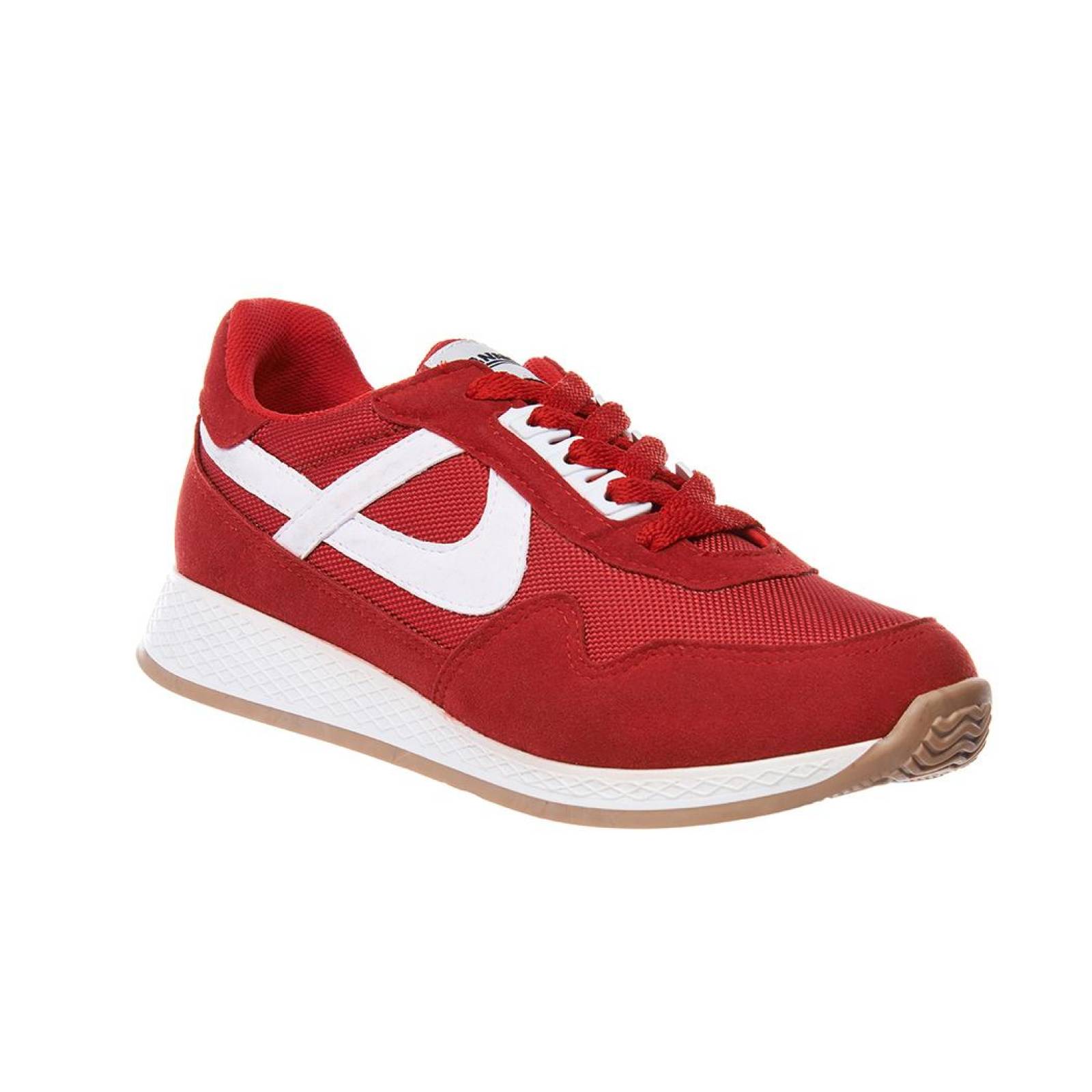 Tenis Panam Hombre Mujer Casual Deportivo Tipo Gamuza Rojo 