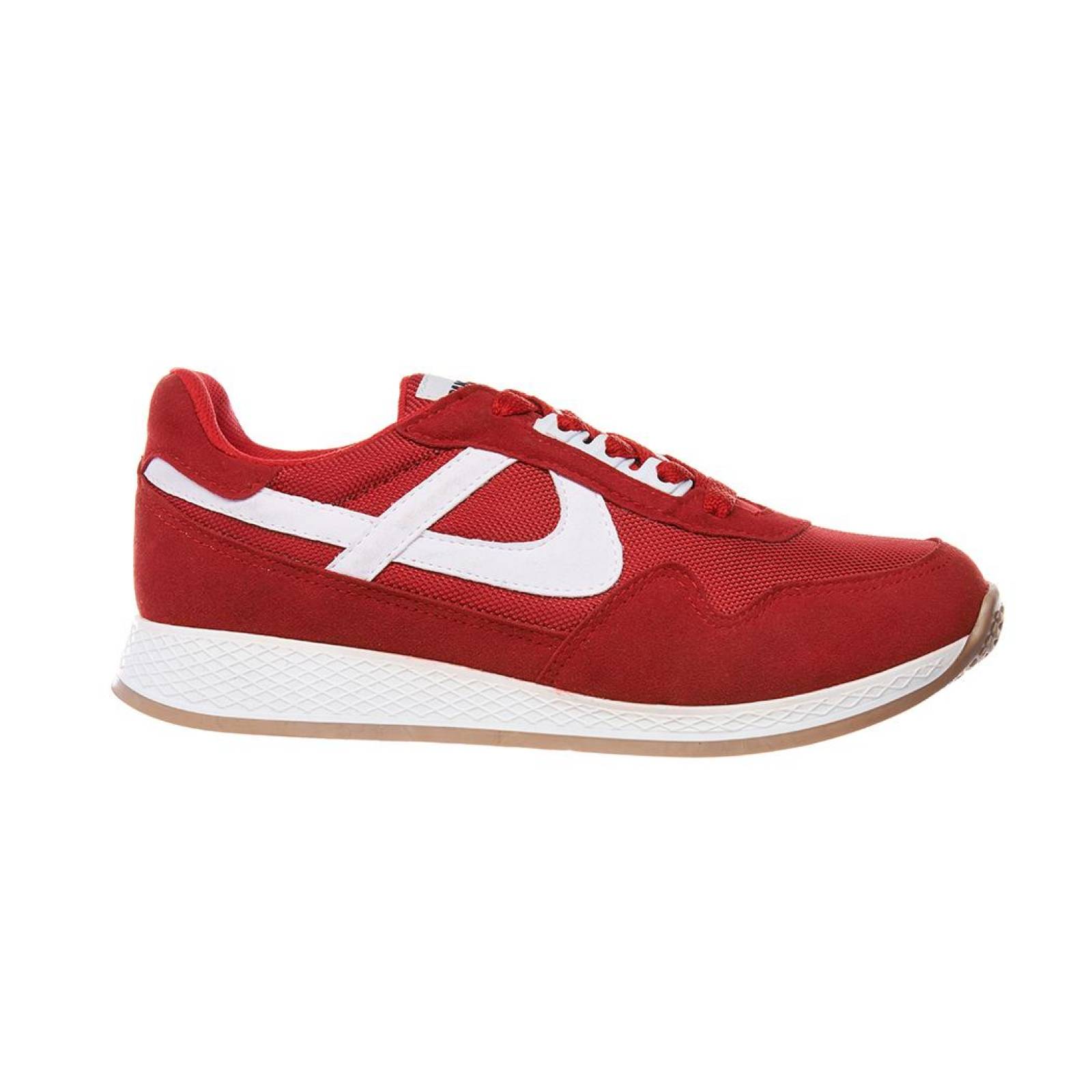 Tenis Panam Hombre Mujer Casual Deportivo Tipo Gamuza Rojo 