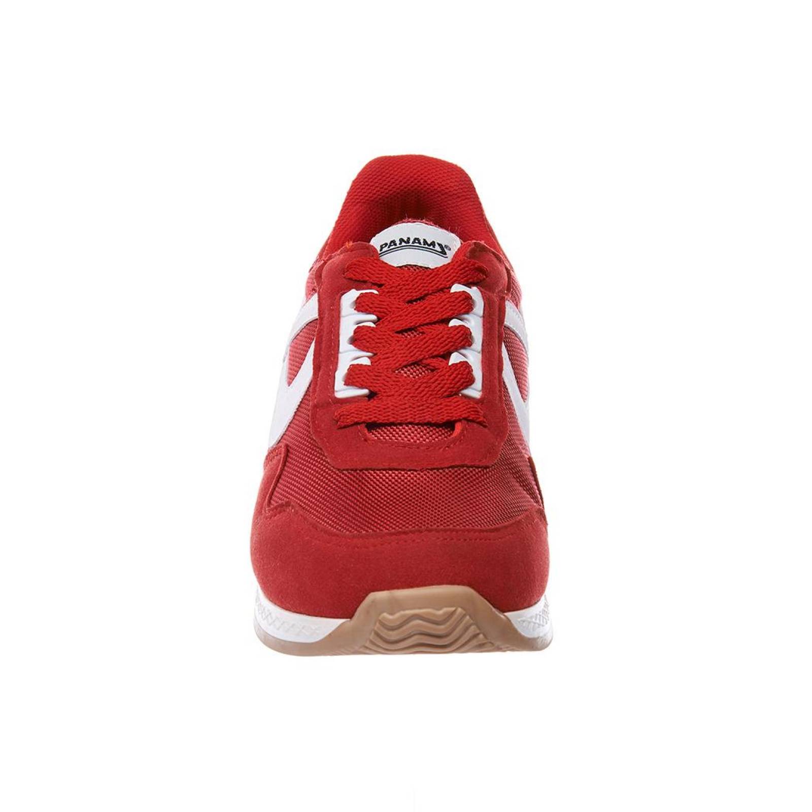 Tenis Panam Hombre Mujer Casual Deportivo Tipo Gamuza Rojo 