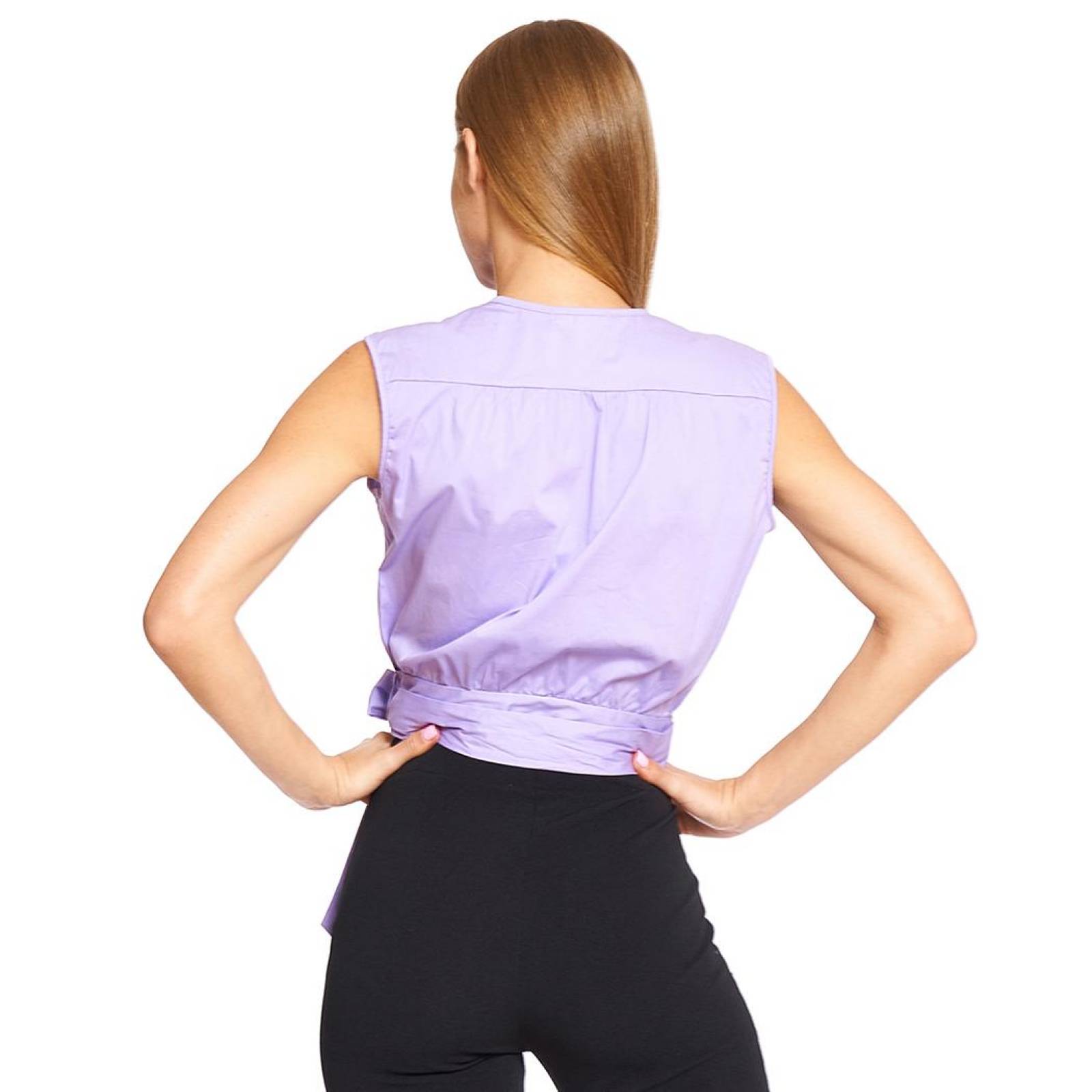 Blusa Mujer Top Cruzado Con Cinto Lila Moda Casual 