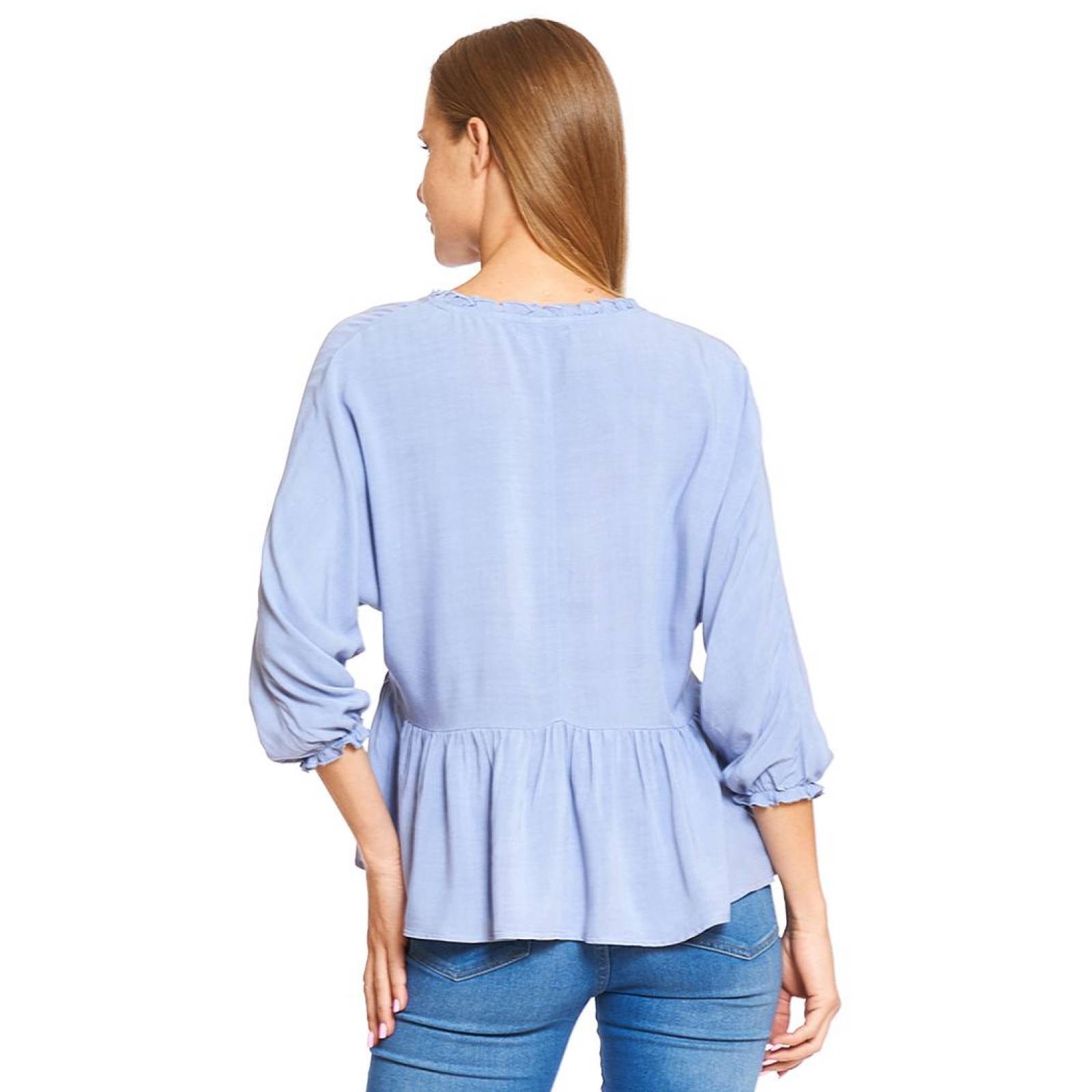 Blusa Mujer Cruzada Corte Imperio Moda Casual Plumbago