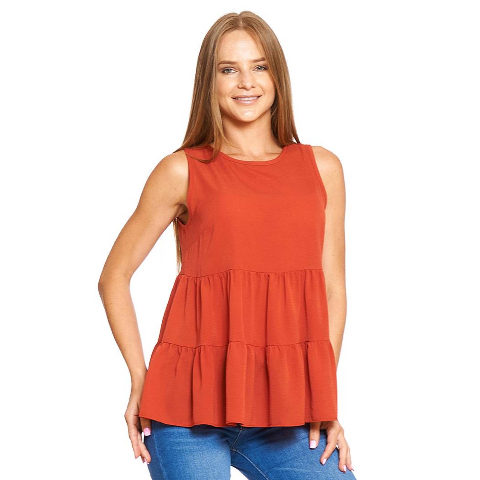Blusa Mujer Sin Mangas Con Olanes Holgada Casual Shedron 