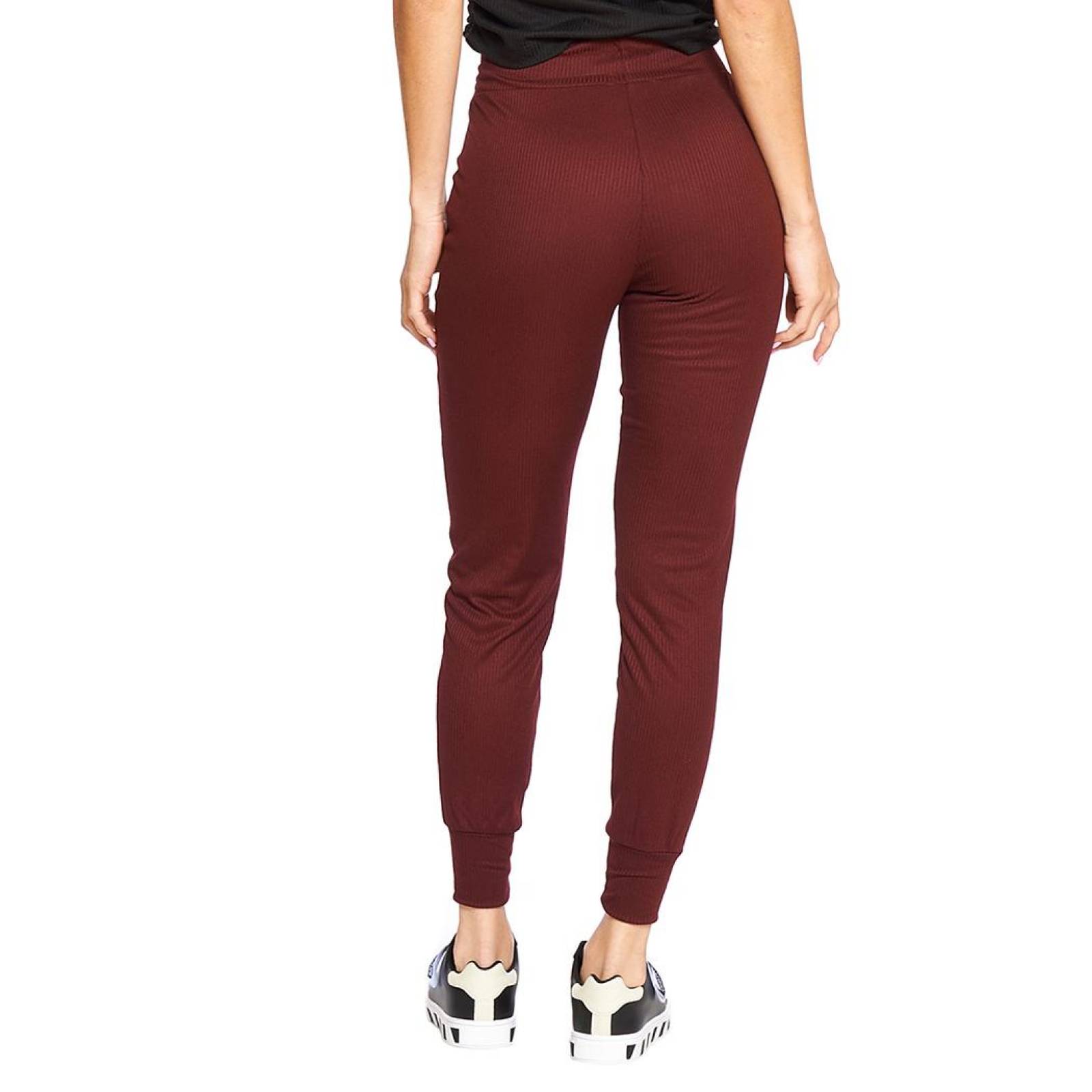 Pantalón Tipo Jogger Mujer Moda Casual Negro Vino 2 piezas 