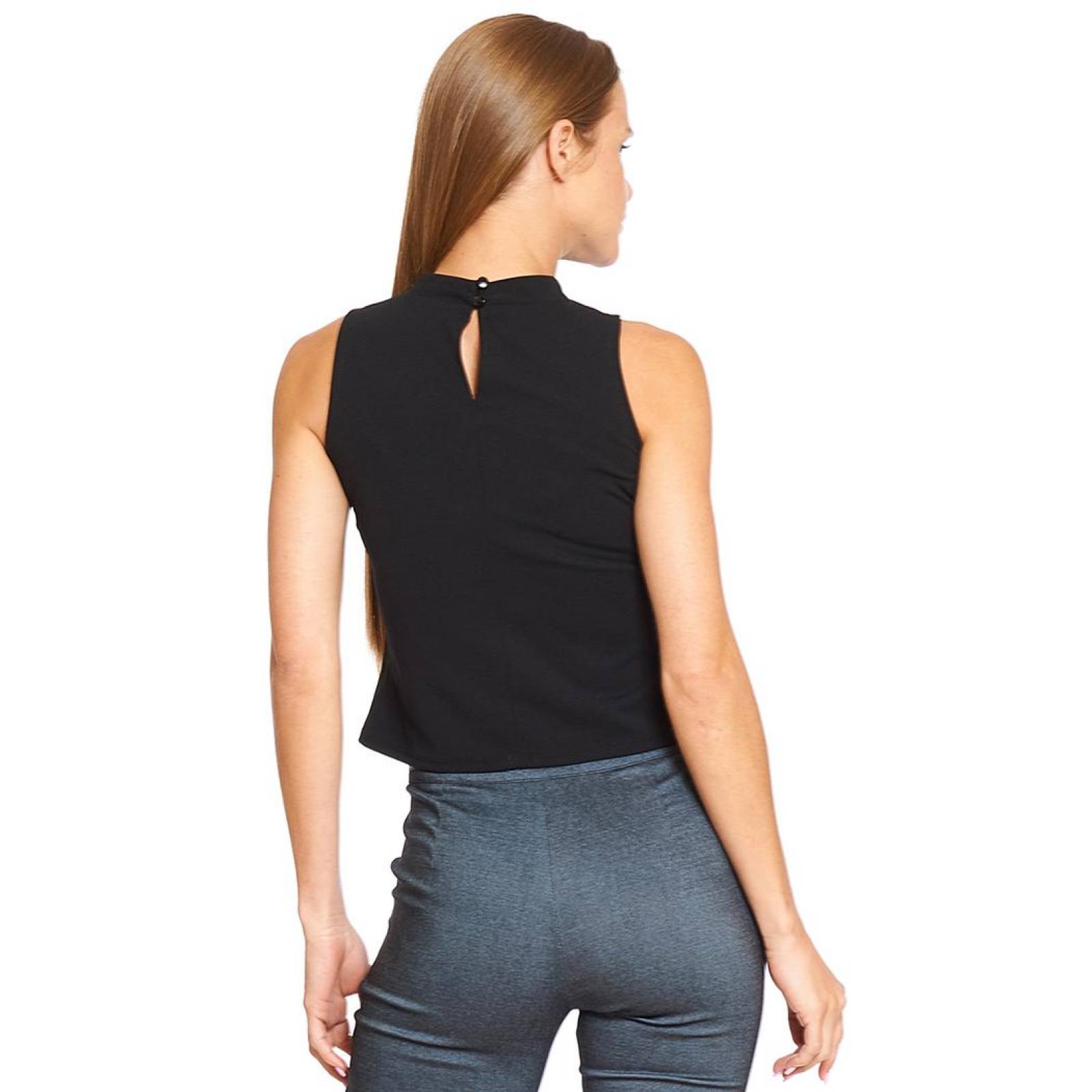 Blusa Mujer choker y collar Escote Profundo Casual Negro 