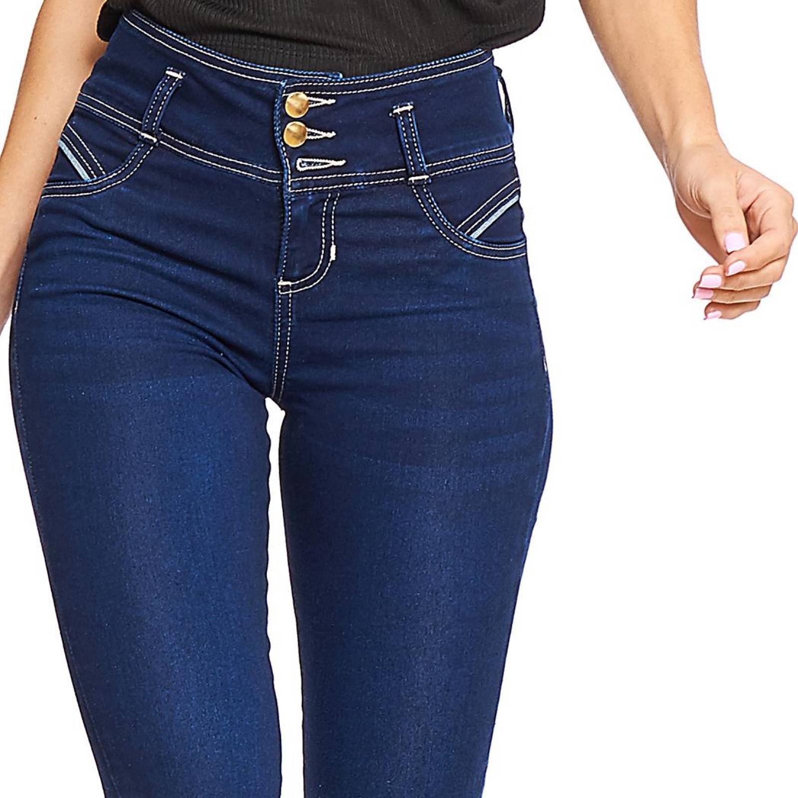 Jeans Capri Mujer Moda Casual Mezclilla 3 Botones Azul