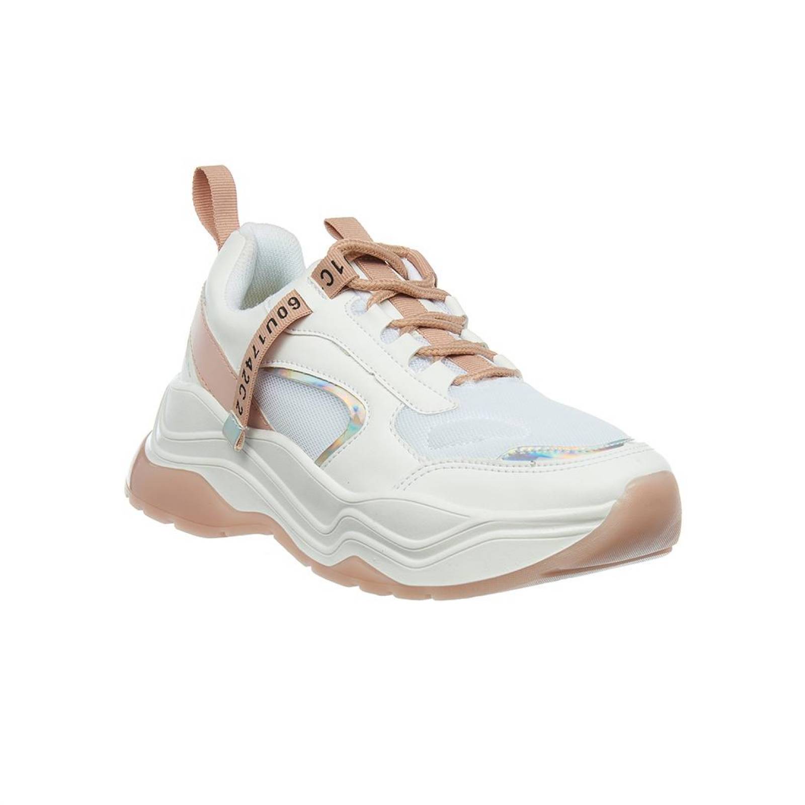 Tenis Mujer Urbano Sport Suela Ancha Tipo Piel Blanco 