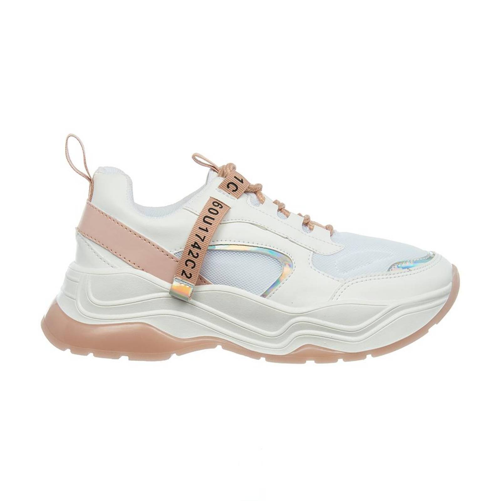 Tenis Mujer Urbano Sport Suela Ancha Tipo Piel Blanco 