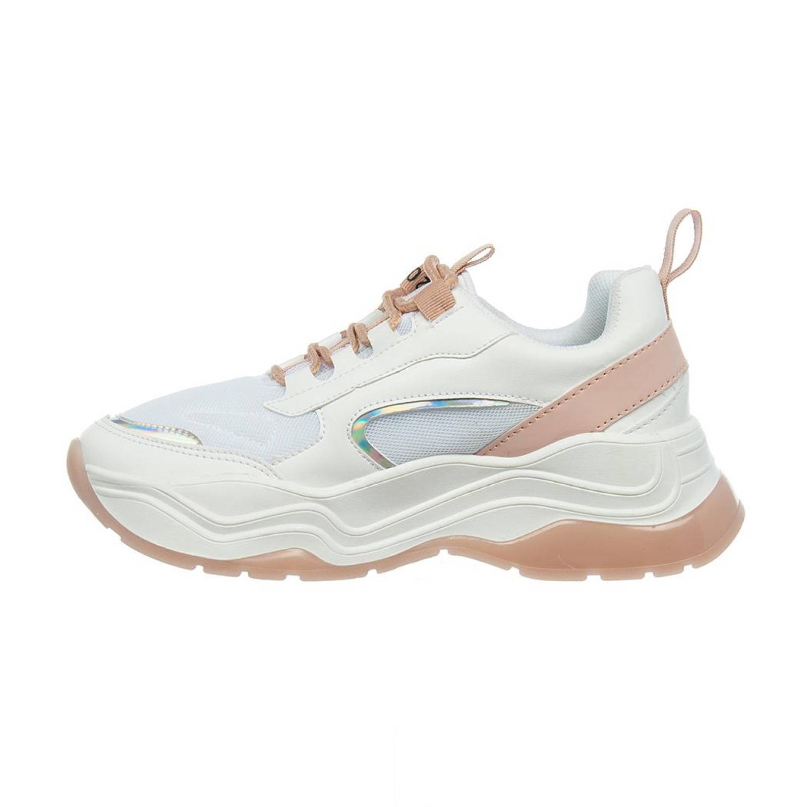 Tenis Mujer Urbano Sport Suela Ancha Tipo Piel Blanco 