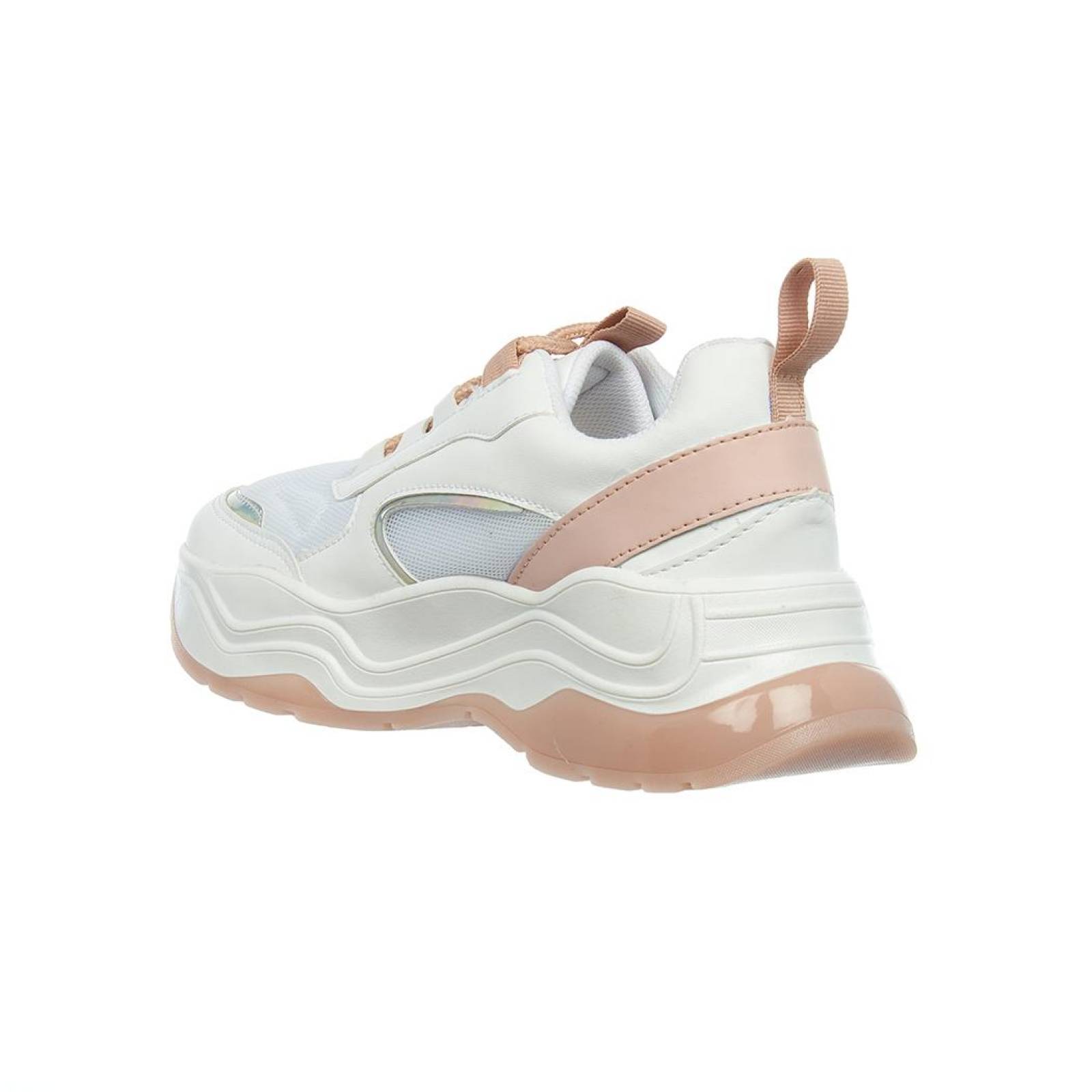 Tenis Mujer Urbano Sport Suela Ancha Tipo Piel Blanco 