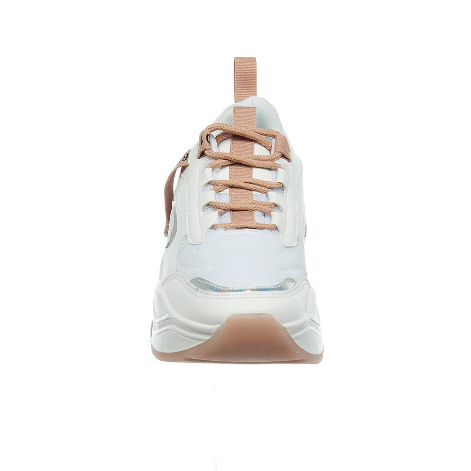 Tenis Mujer Urbano Sport Suela Ancha Tipo Piel Blanco 