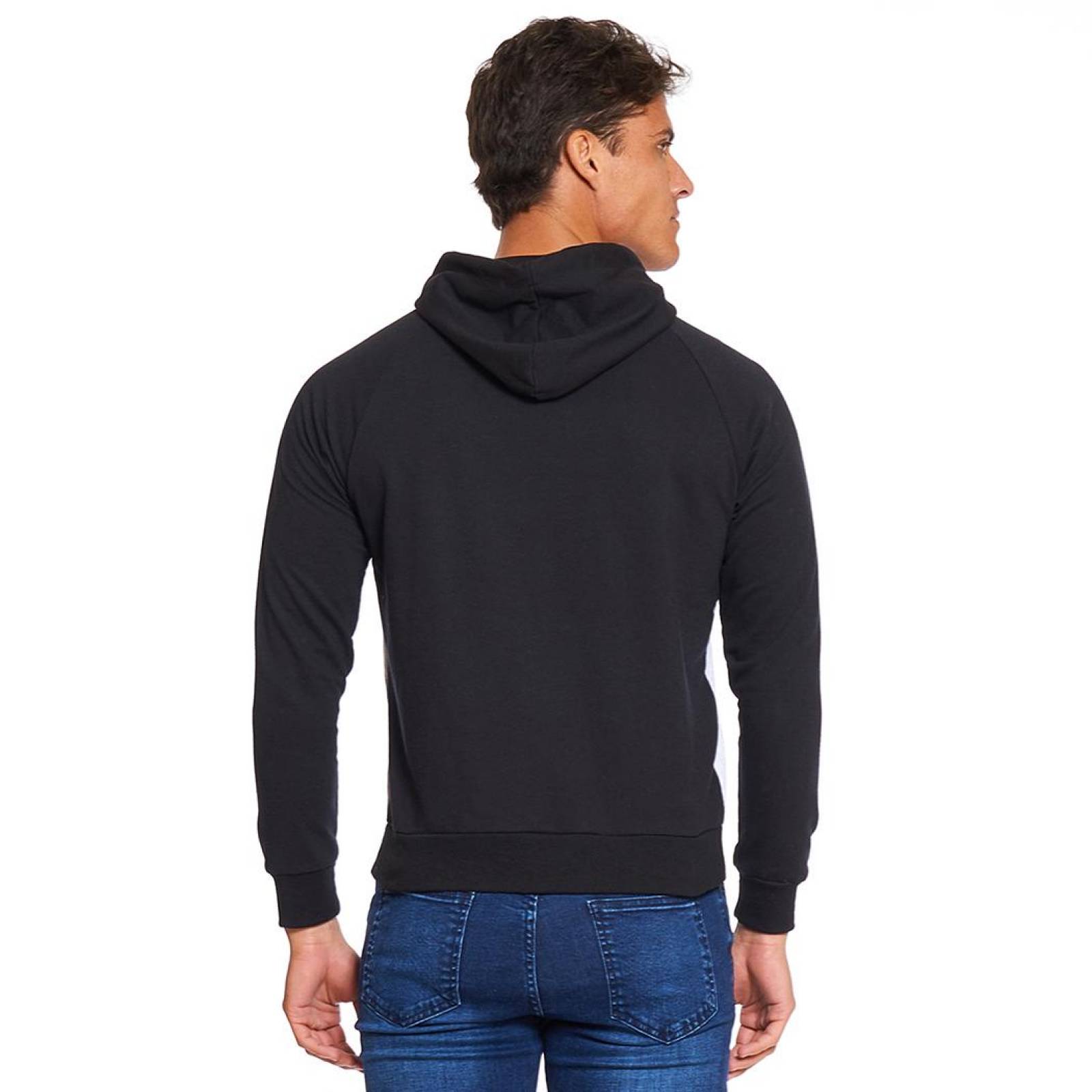 Sudadera Hombre Moda Casual Capucha Estampado Rayas Negro