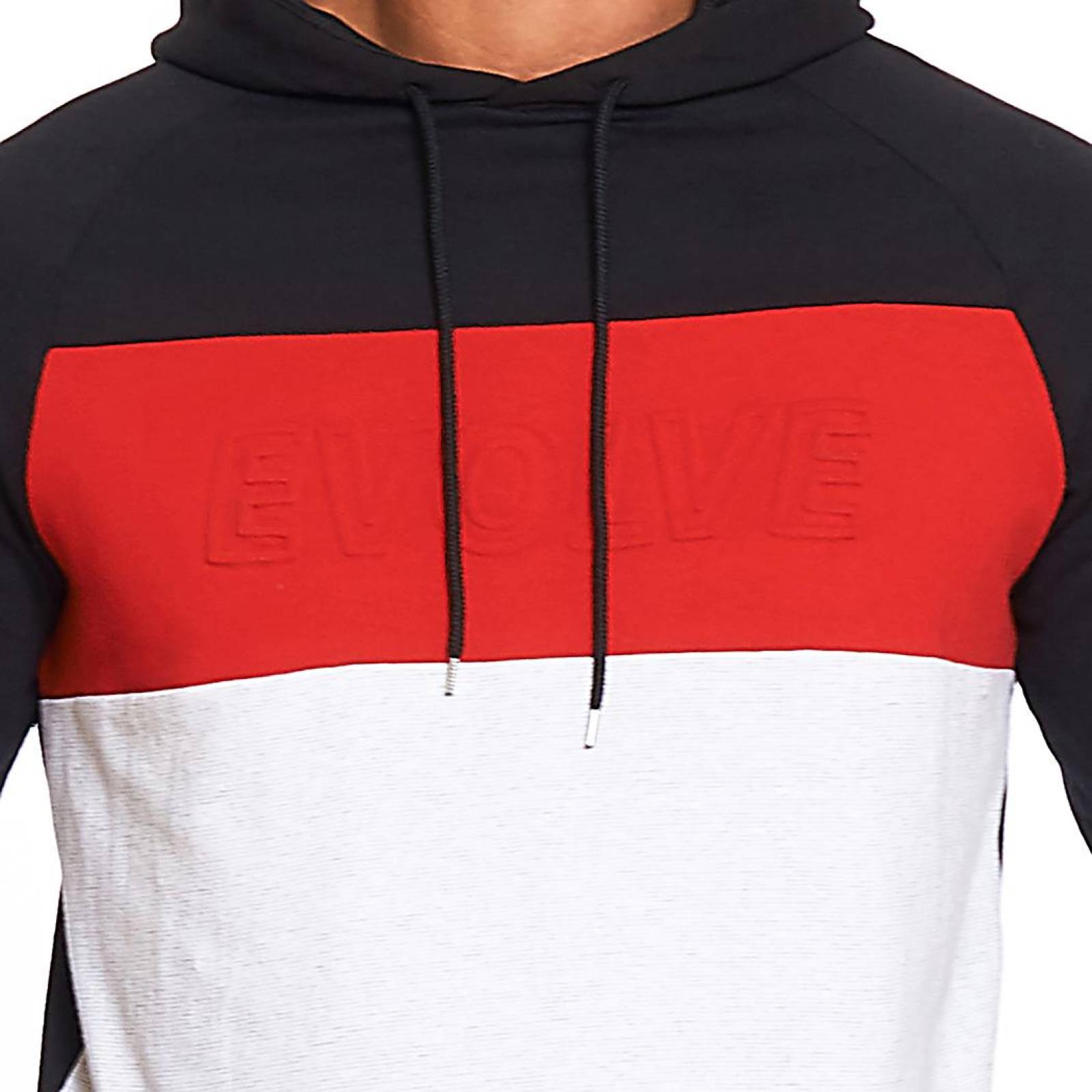 Sudadera Hombre Moda Casual Capucha Estampado Rayas Negro