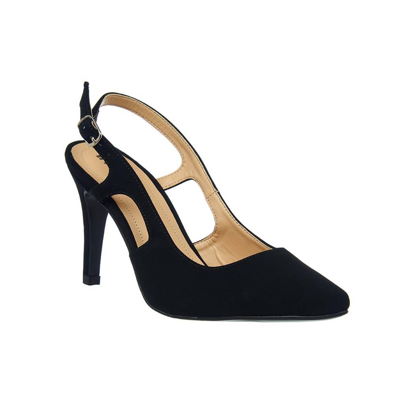Zapatilla Para Mujer Formales Tipo Ante Negro Tacón Bajo 