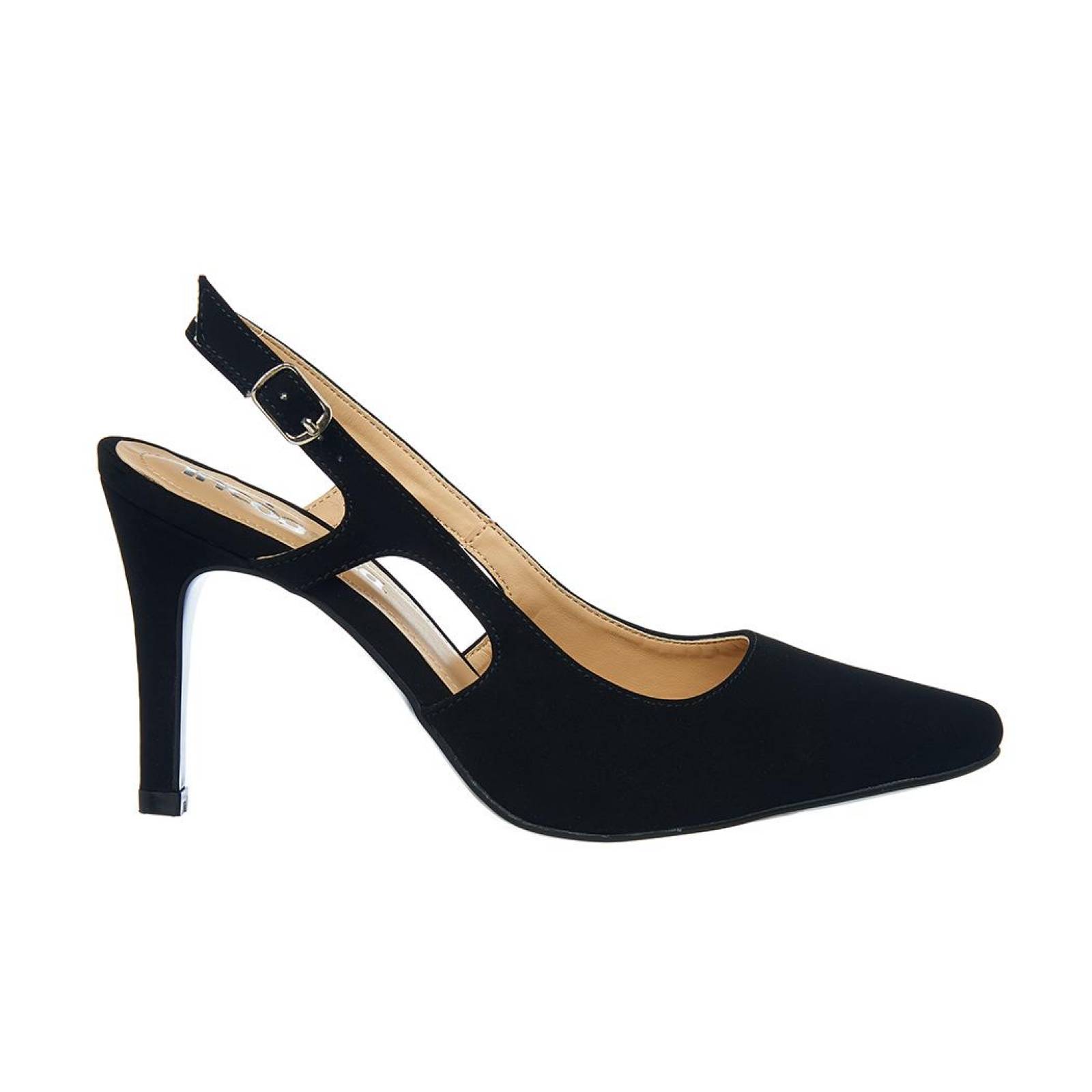 Zapatilla Para Mujer Formales Tipo Ante Negro Tacón Bajo 