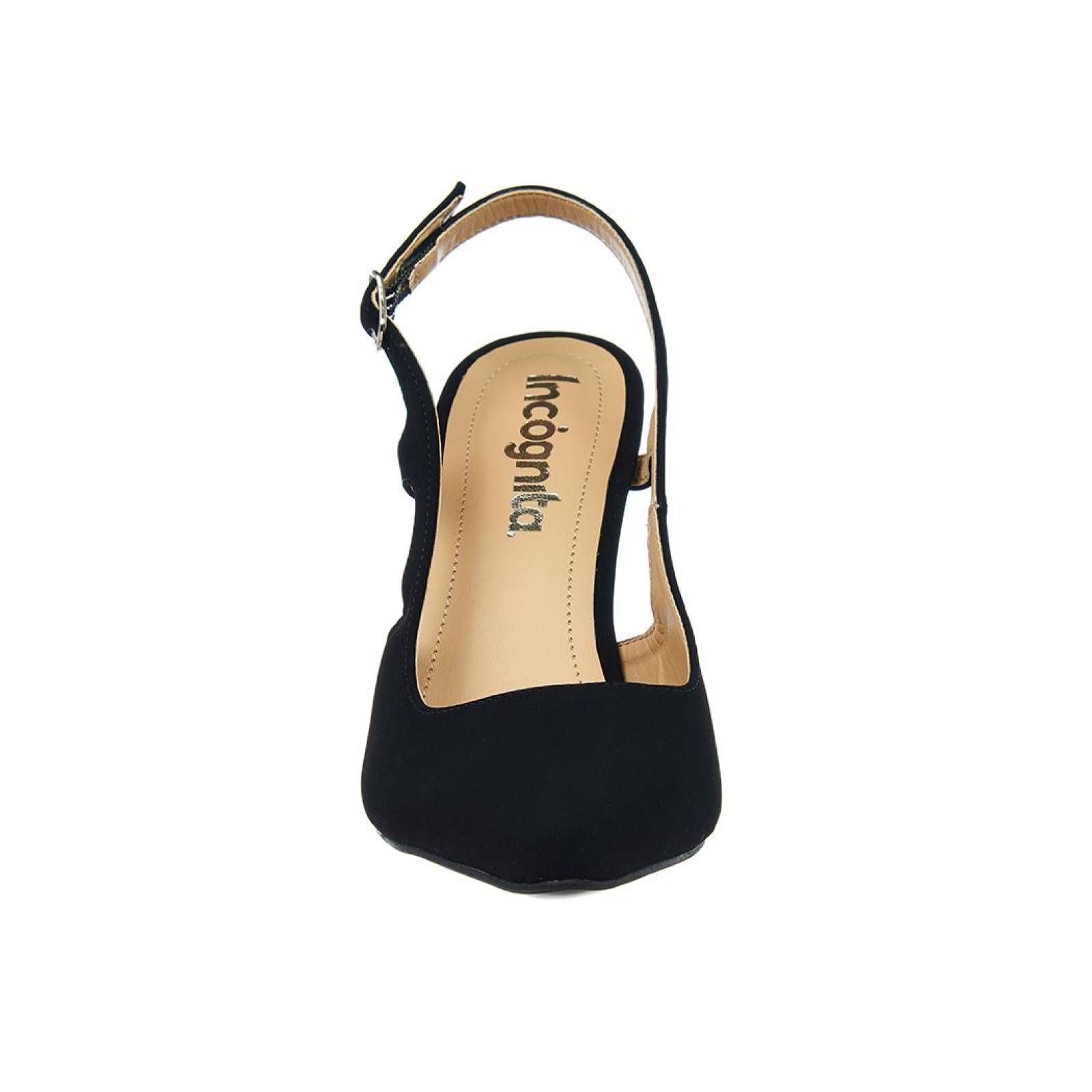 Zapatilla Para Mujer Formales Tipo Ante Negro Tacón Bajo 
