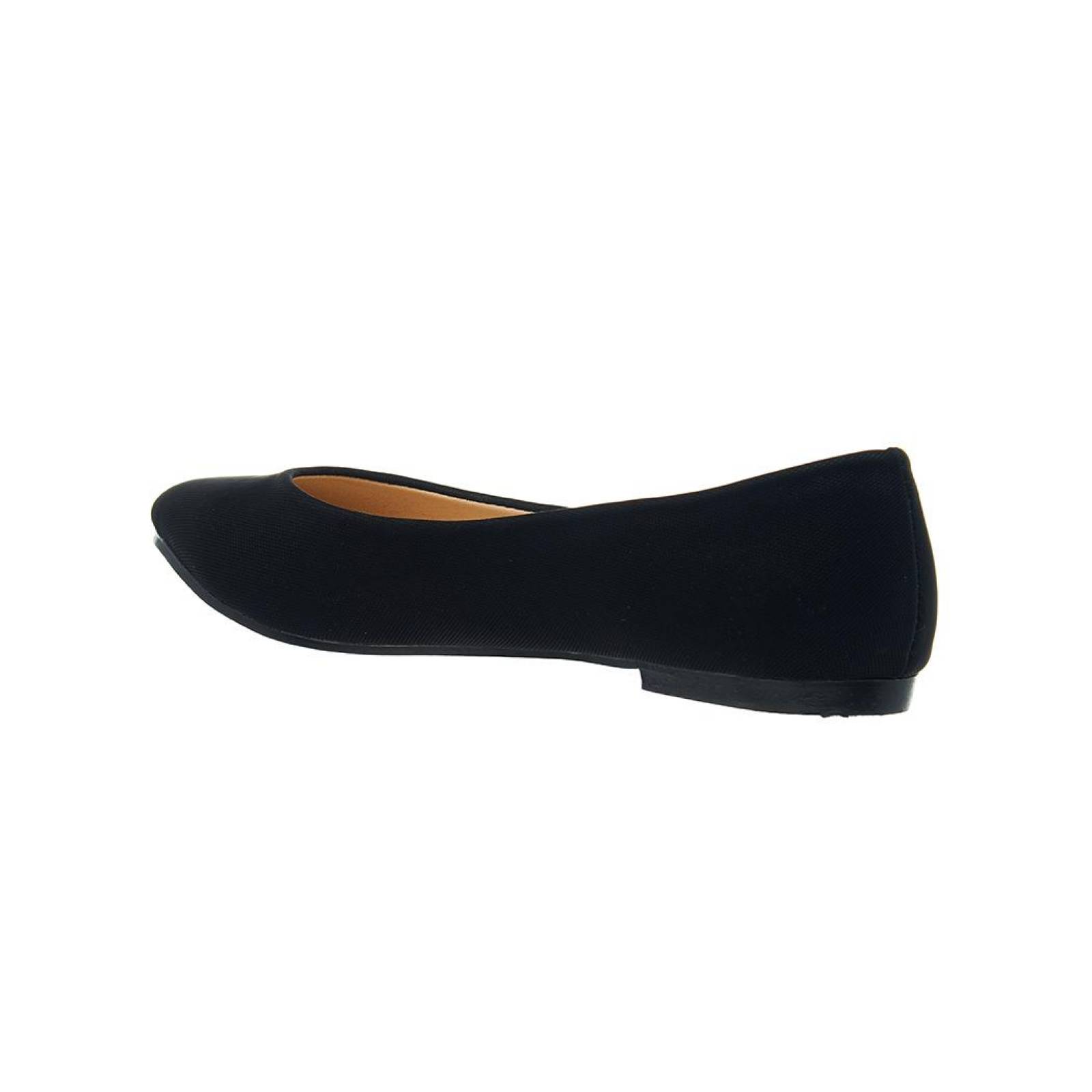 Zapatos Mujer Juvenil Flats De Piso Básicos Tipo Ante Negro 