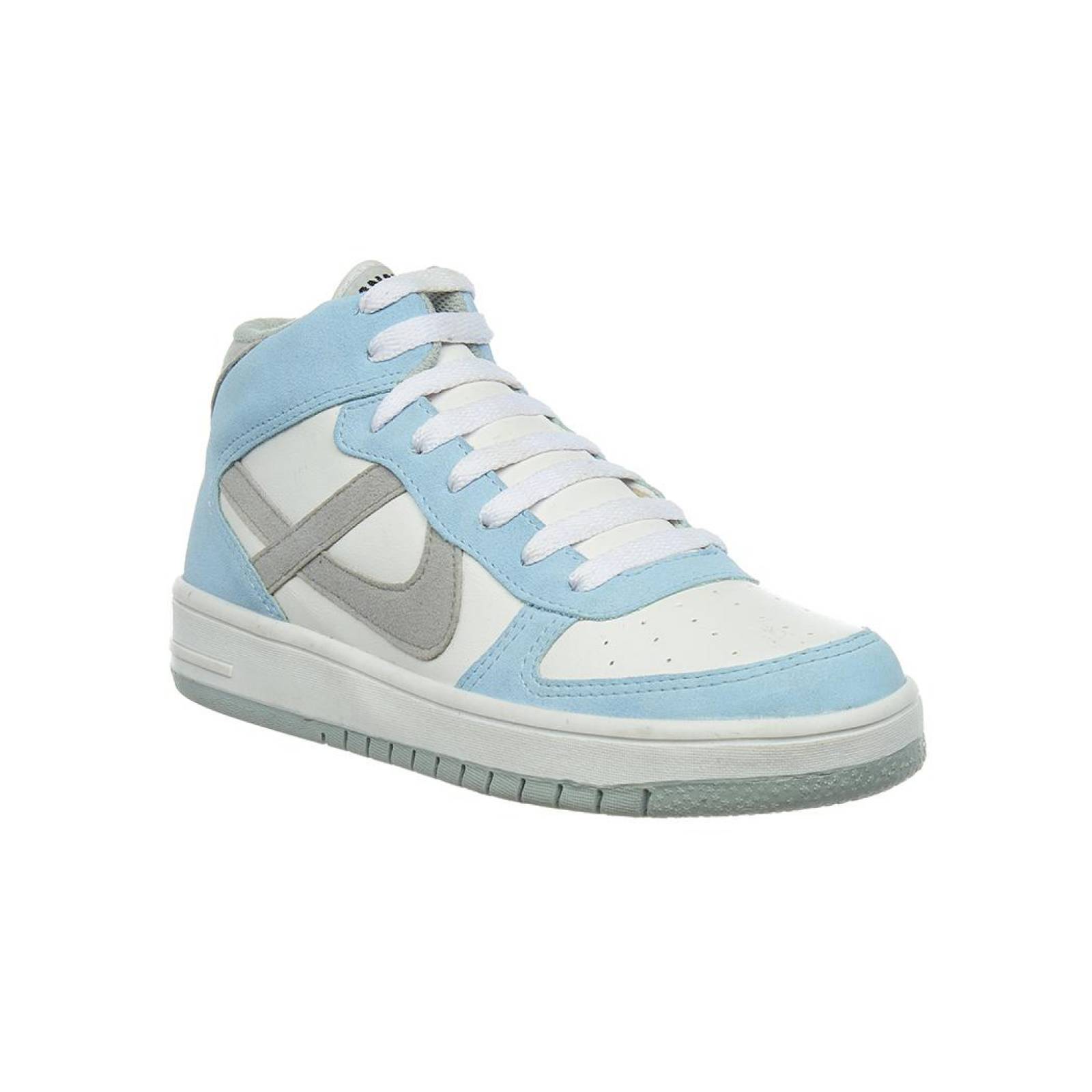 Tenis Panam Botín Mujer Juvenil Tipo Piel Azul Casual 