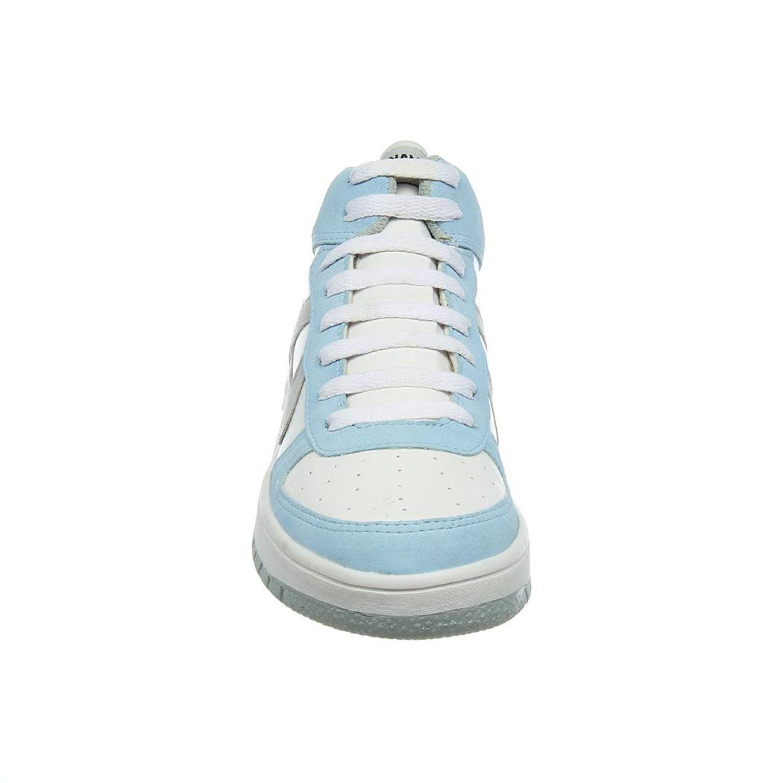 Tenis Panam Botín Mujer Juvenil Tipo Piel Azul Casual 