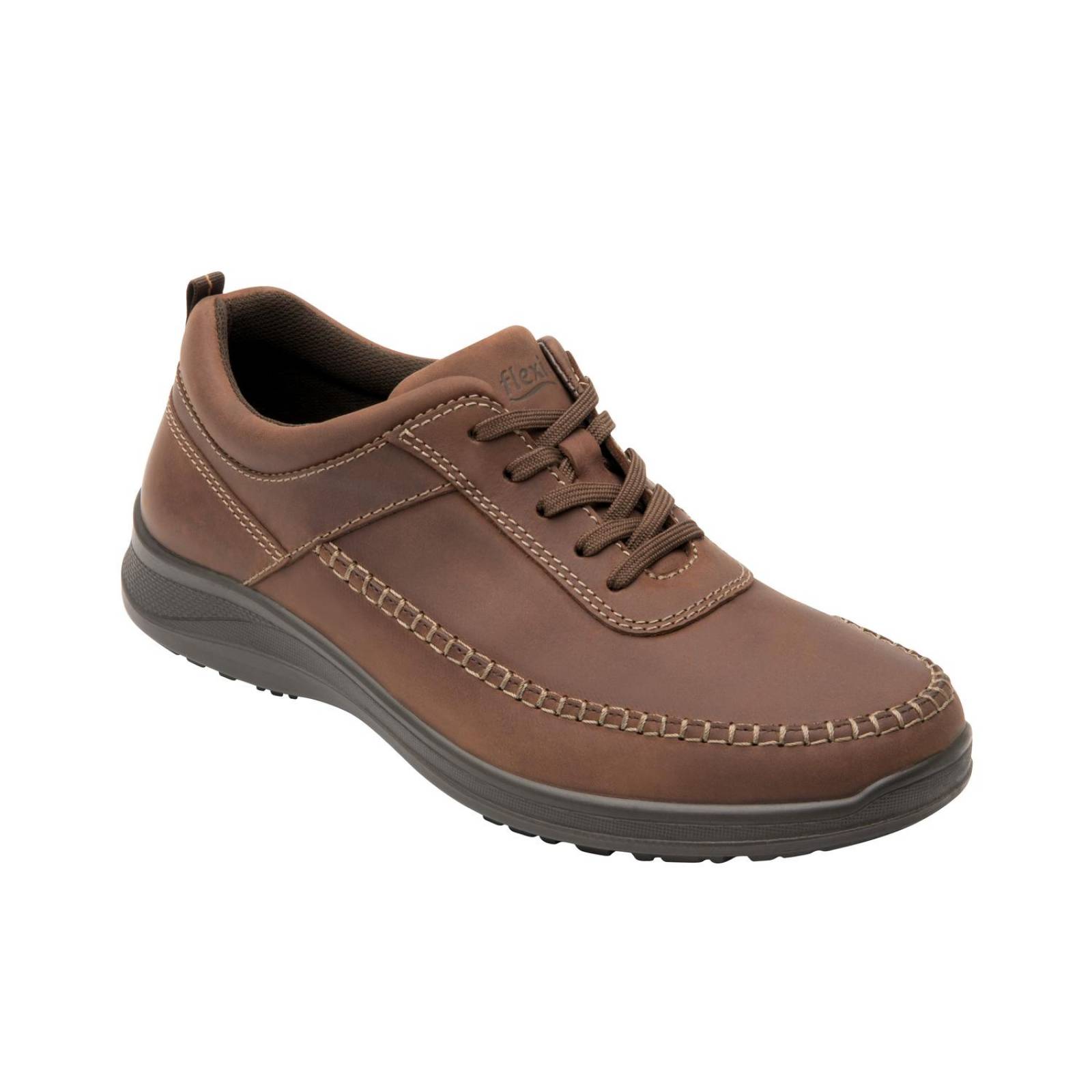 Zapato Oxford Flexi Hombre Moda Casual Confort Piel Café 