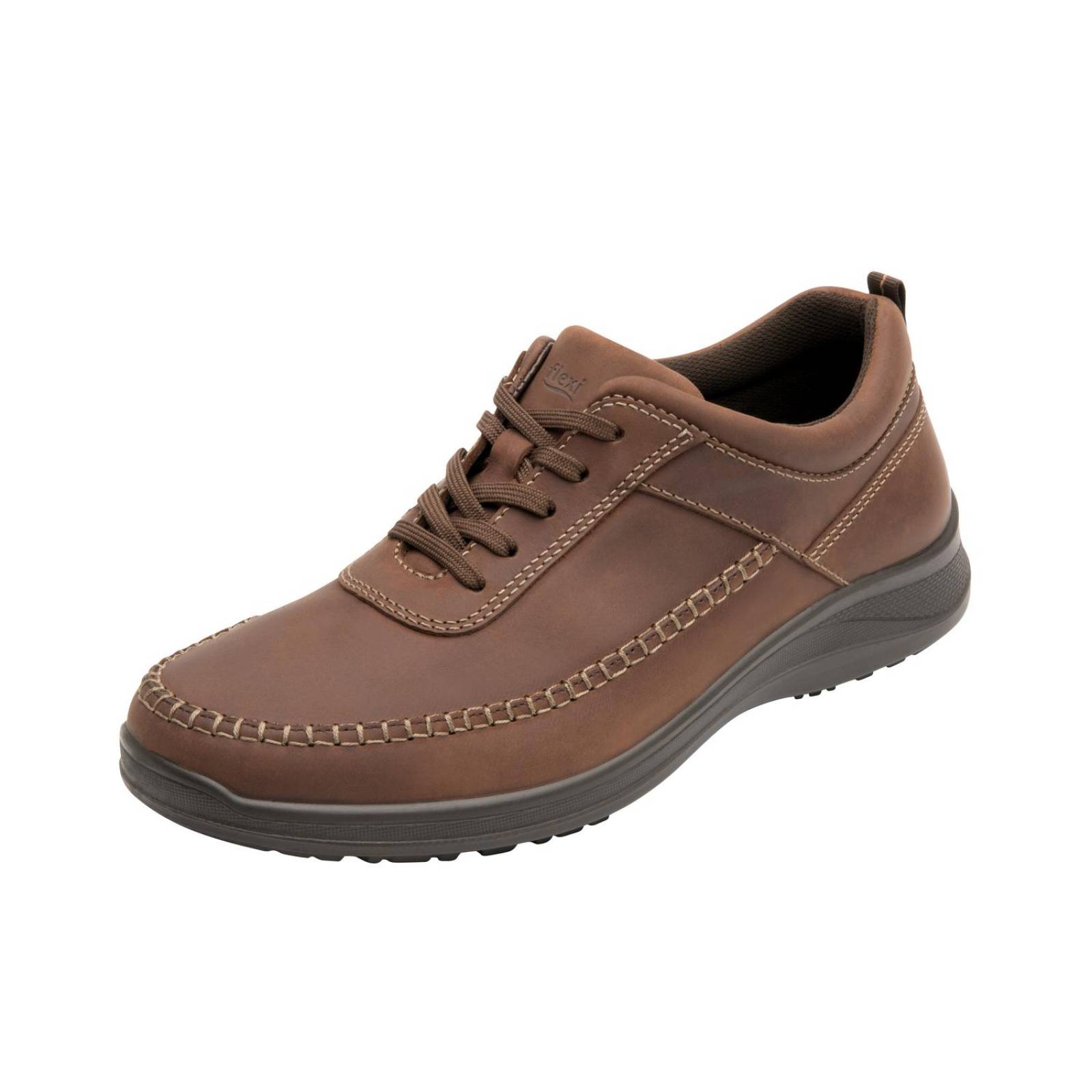 Zapato Oxford Flexi Hombre Moda Casual Confort Piel Café 
