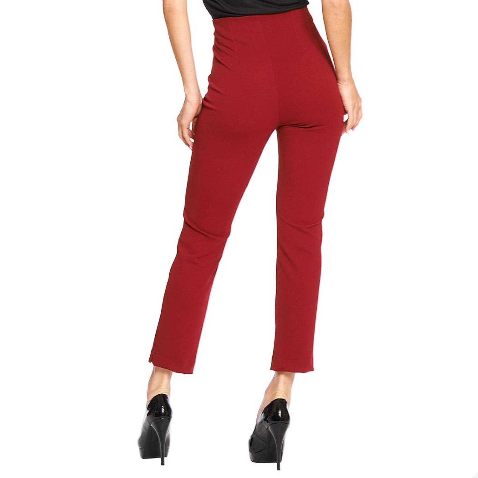 Pantalón Mujer Moda Casual Formal Cintura Alta Cómodo Vino 