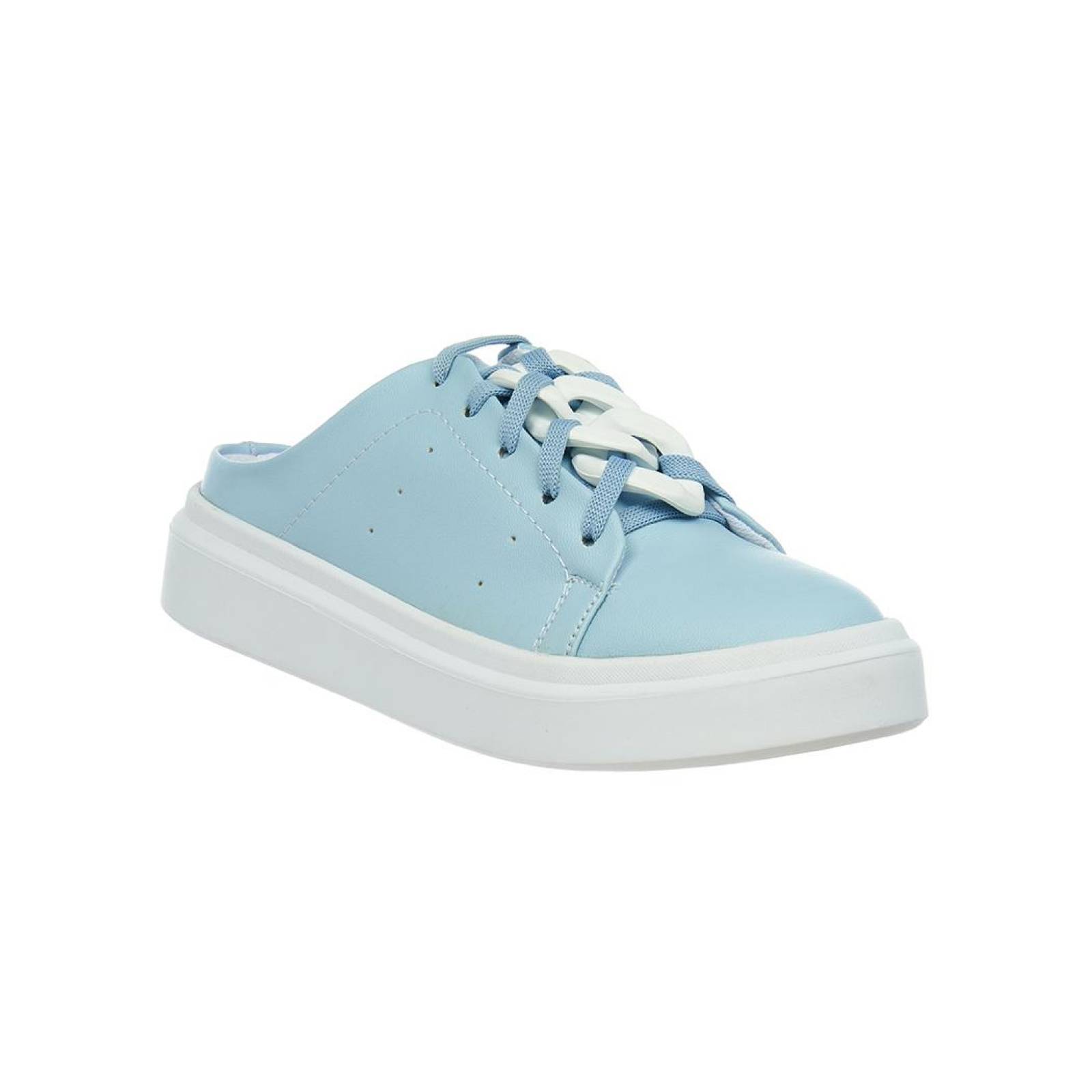 Tenis Tipo Suecos Mujer Juvenil Casuales Confort Celeste 