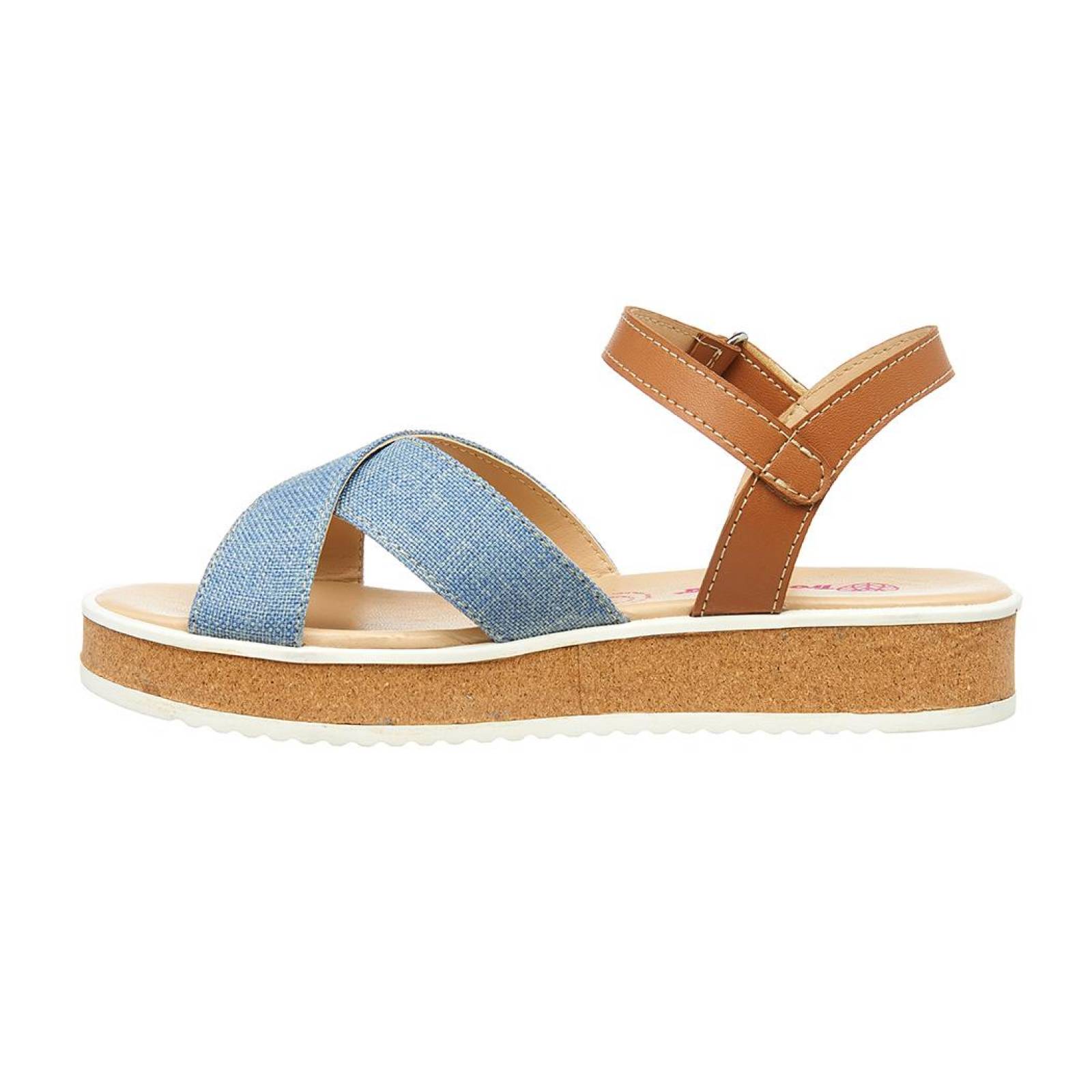 Sandalias Mujer Cruzadas Plataforma Baja Casual Cómoda Cielo 