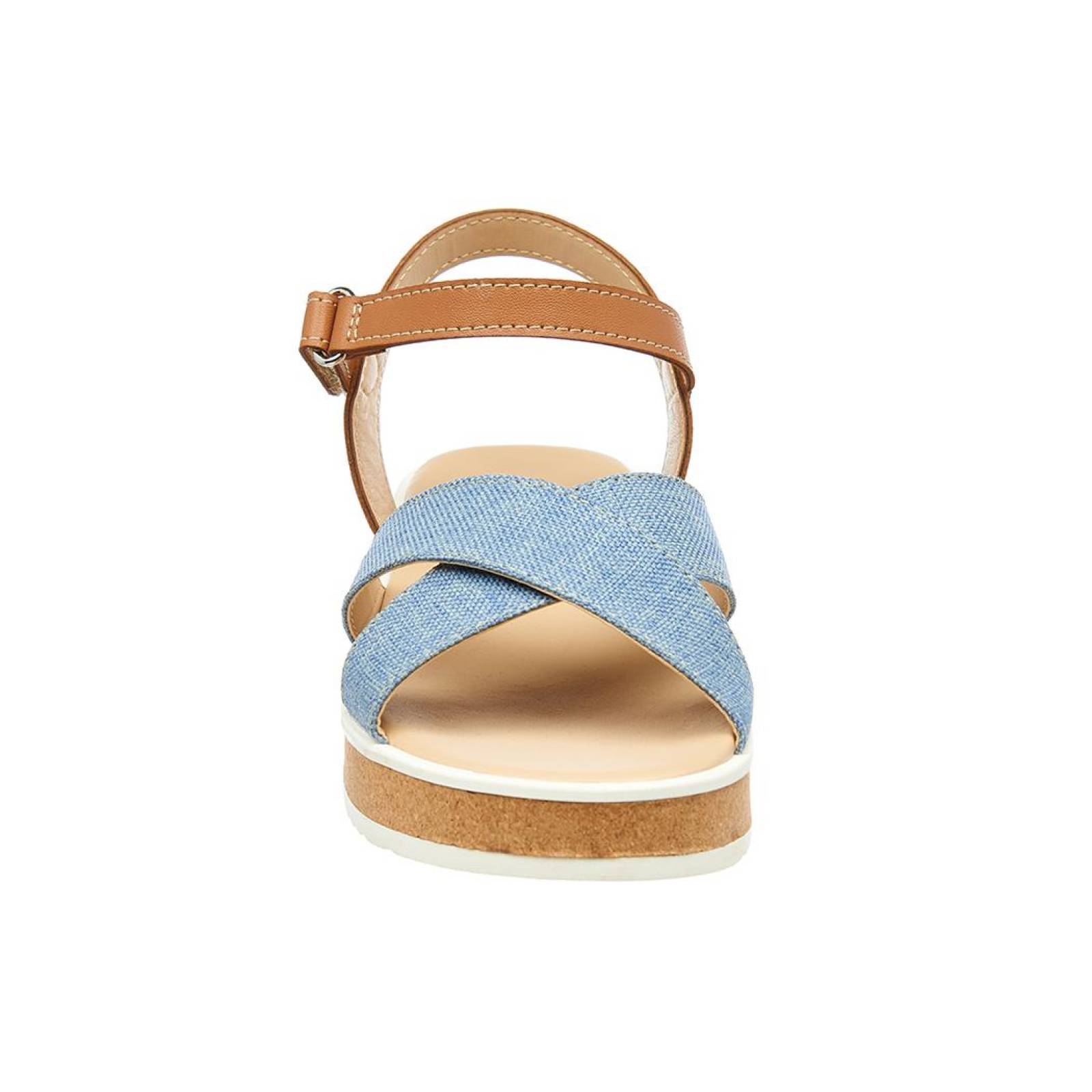 Sandalias Mujer Cruzadas Plataforma Baja Casual Cómoda Cielo 